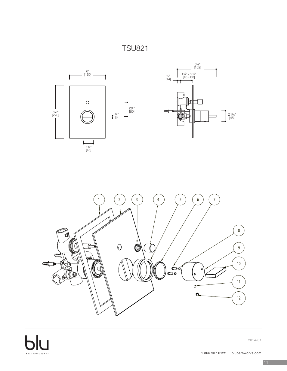 Tsu821 | Blu Bathworks TSP811S User Manual | Page 12 / 15