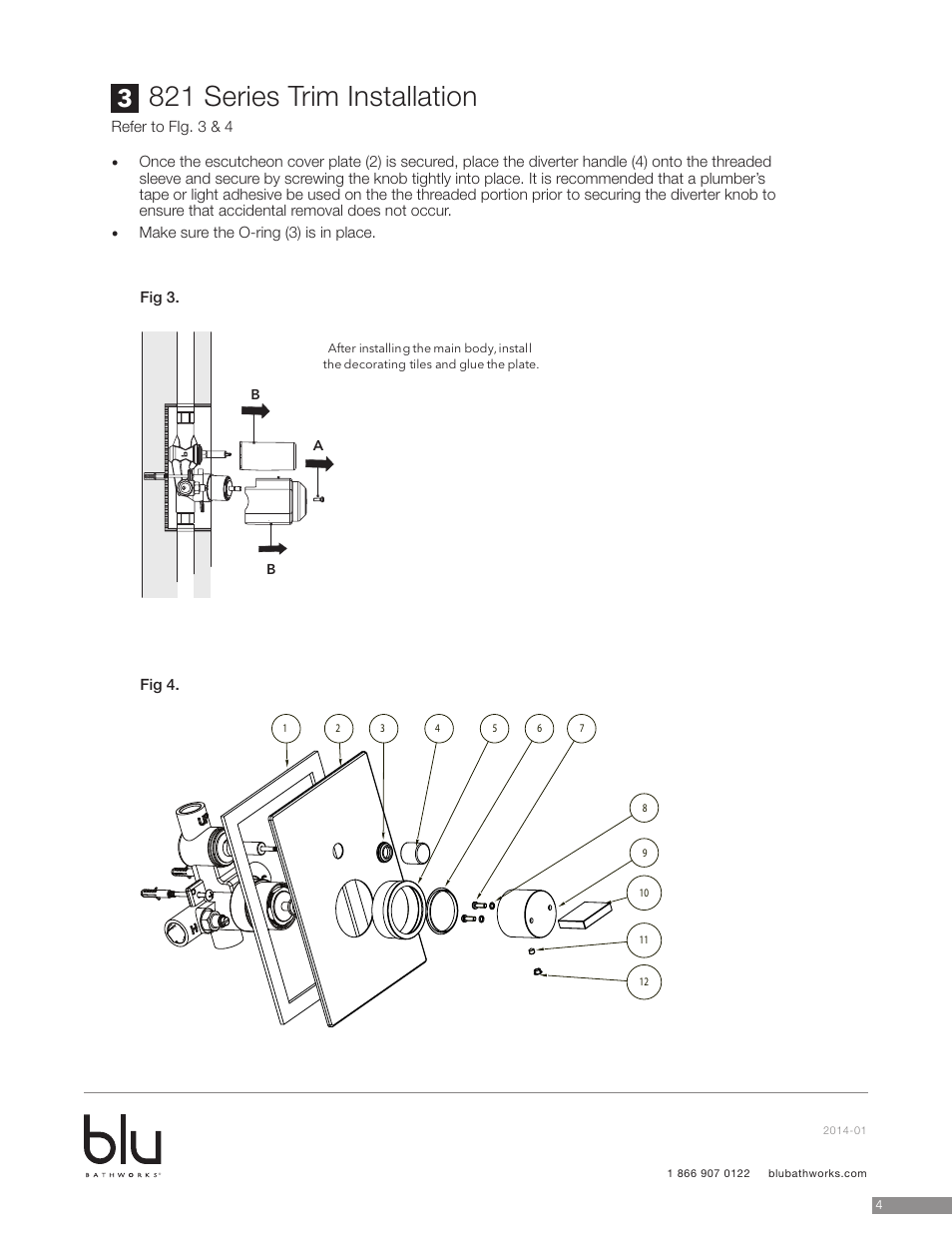 821 series trim installation | Blu Bathworks TSP811S User Manual | Page 5 / 15