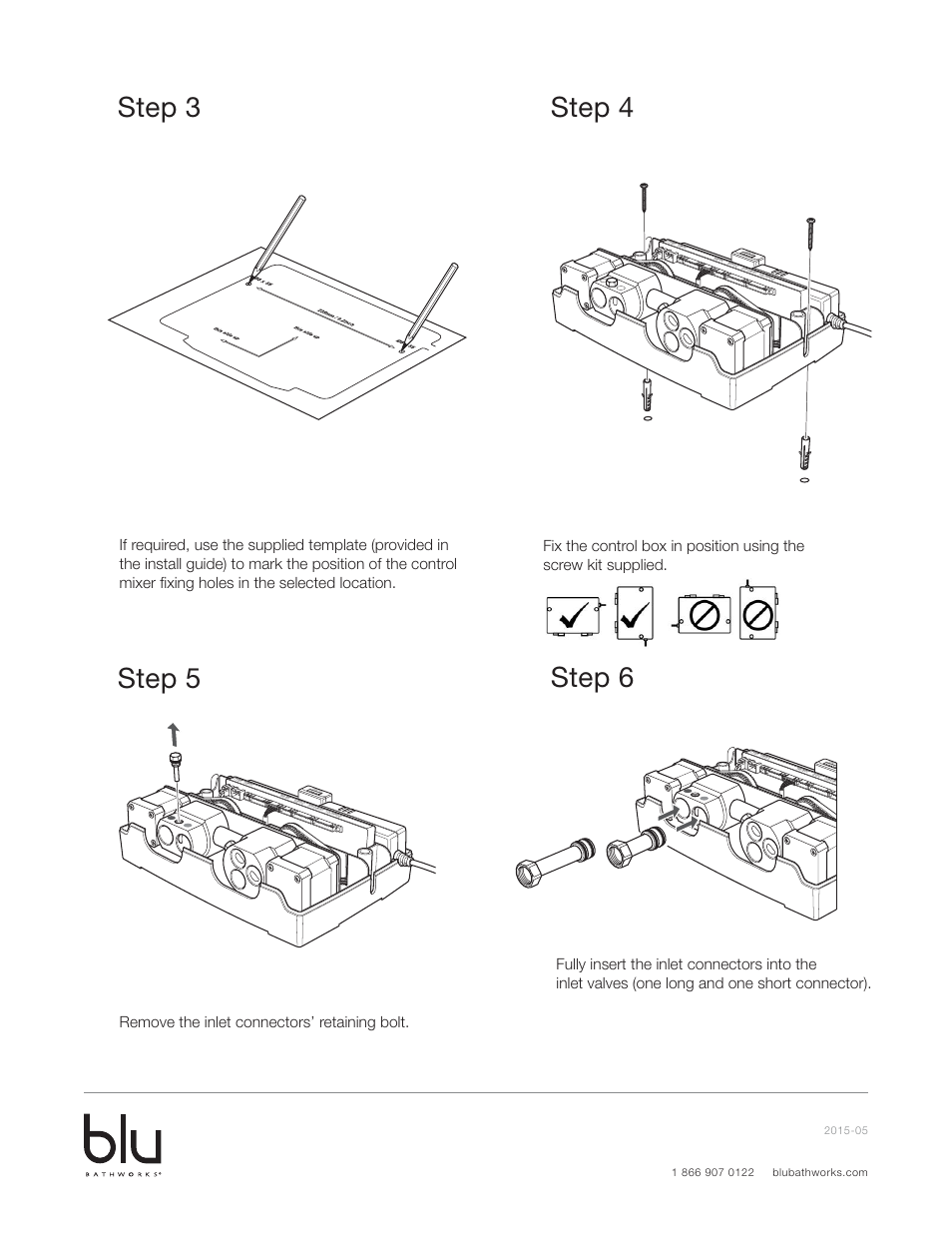 Step 3 step 4 step 6 step 5 | Blu Bathworks TEE300 User Manual | Page 10 / 15