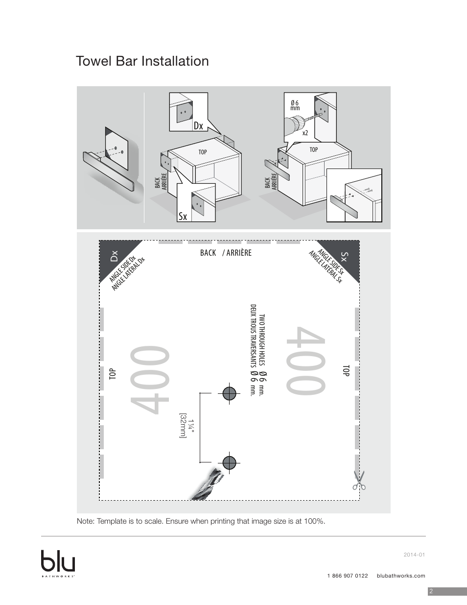 Towel bar installation | Blu Bathworks AE150 User Manual | Page 3 / 5