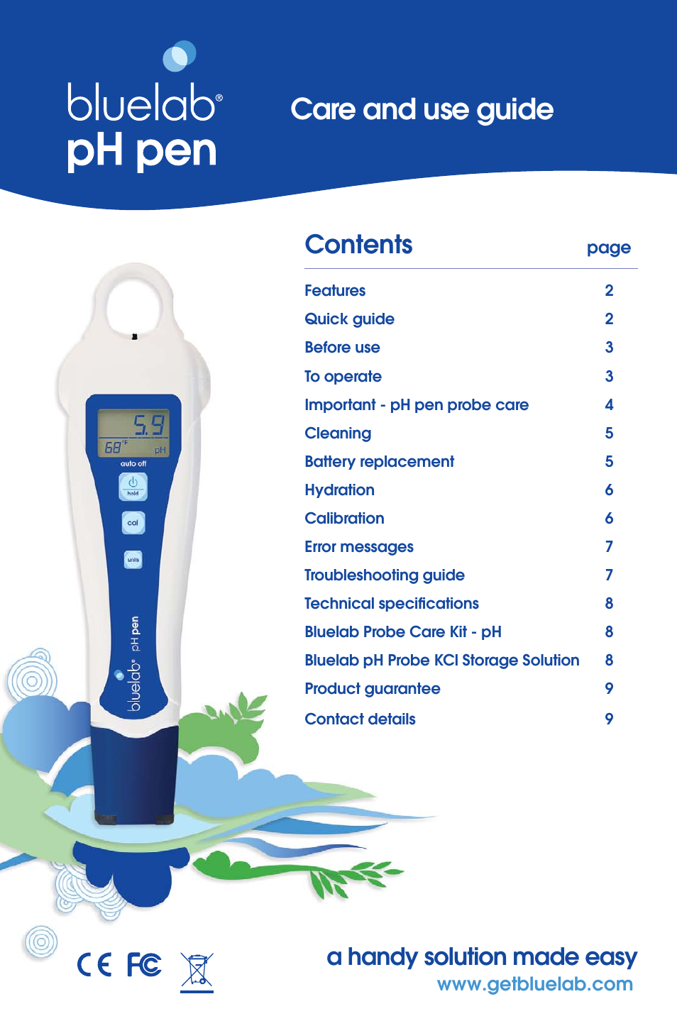 Bluelab pH Pen User Manual | 9 pages