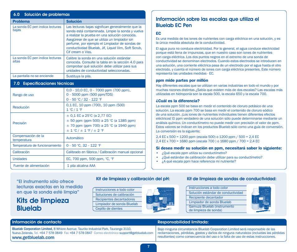 Kits de limpieza bluelab | Bluelab EC Pen User Manual | Page 4 / 7