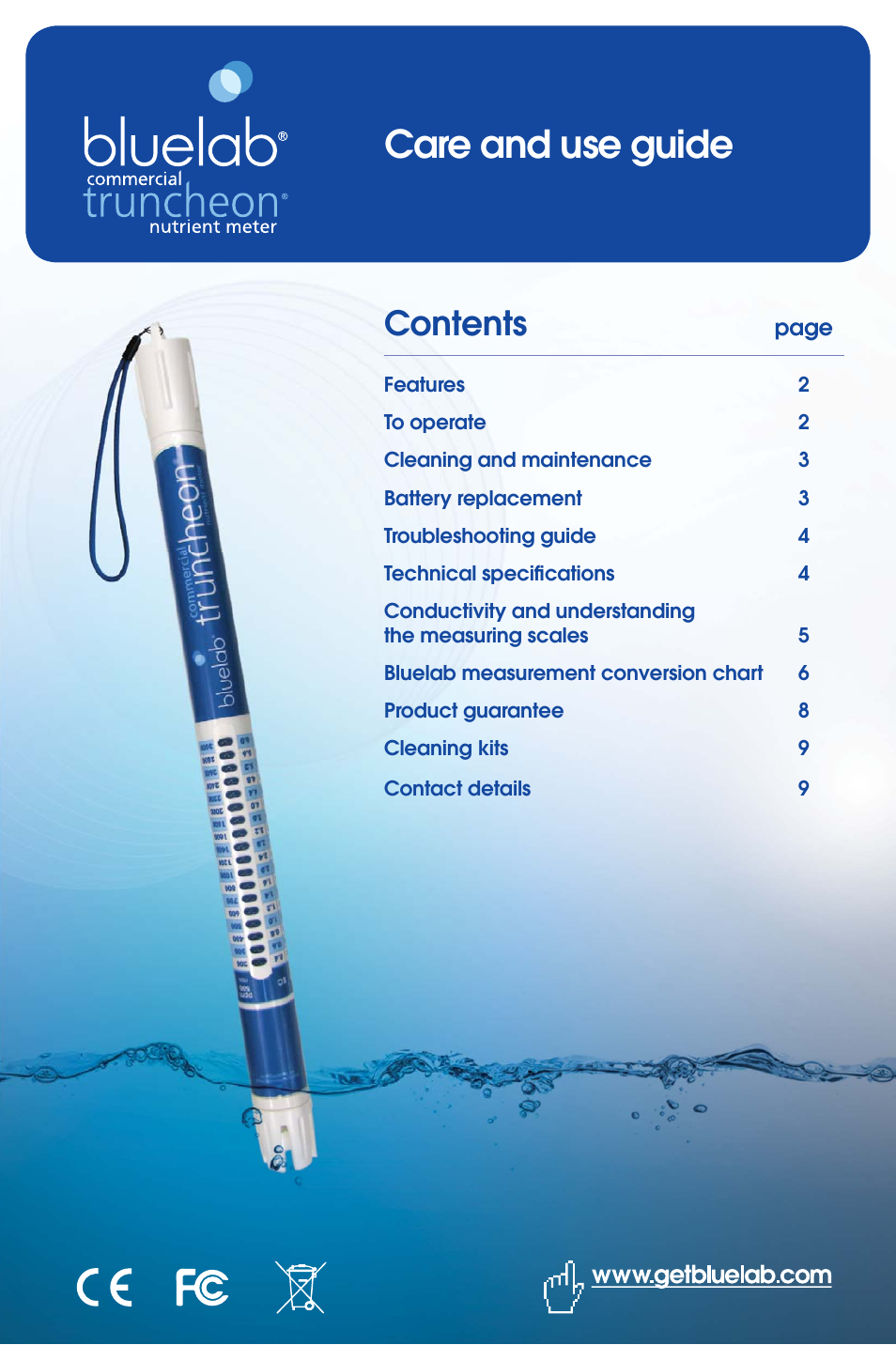 Bluelab Commercial Truncheon Meter User Manual | 8 pages