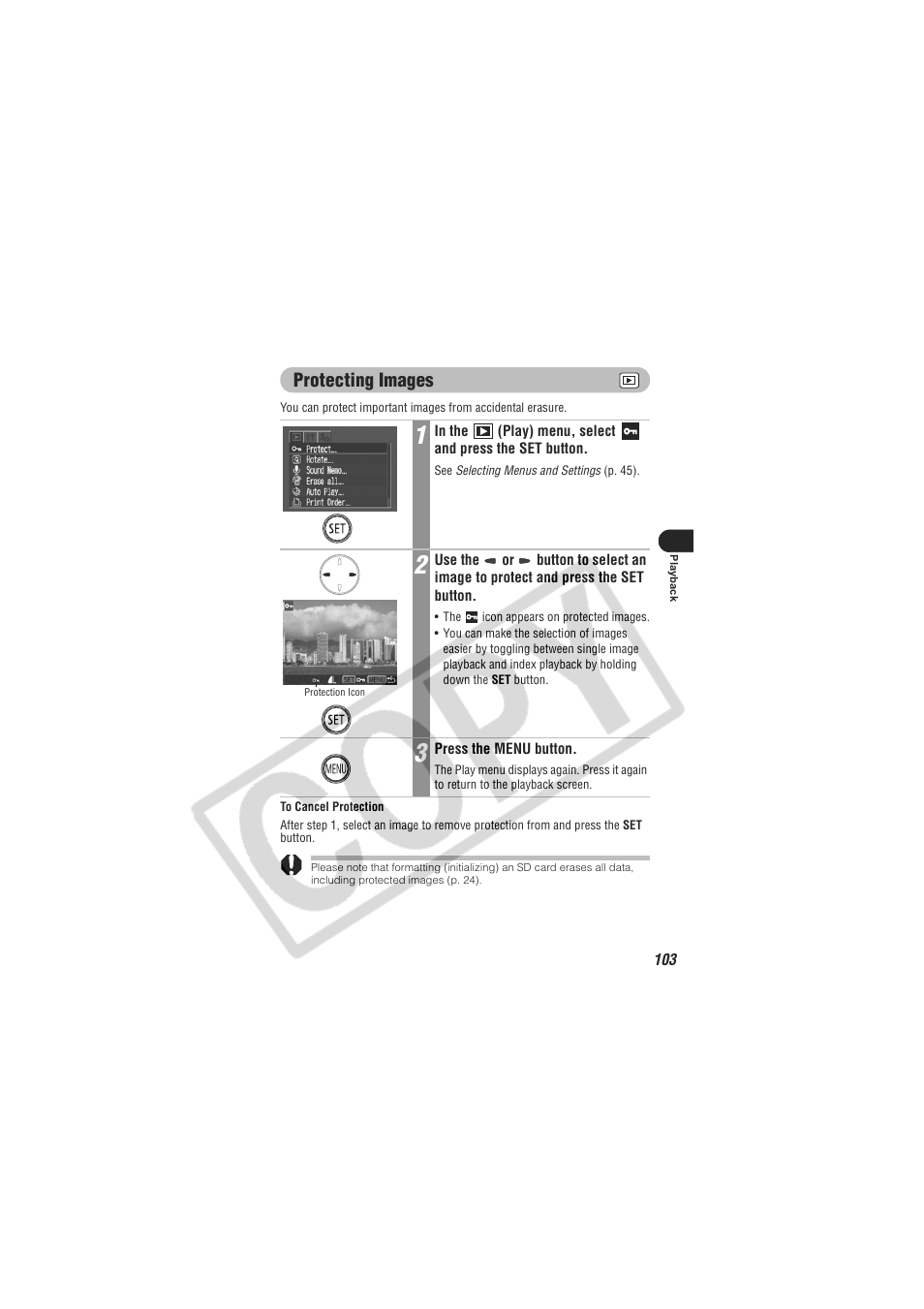 Protecting images | Canon CDI-E154-010 User Manual | Page 105 / 163