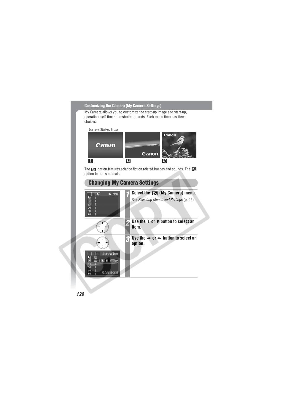 Changing my camera settings | Canon CDI-E154-010 User Manual | Page 130 / 163