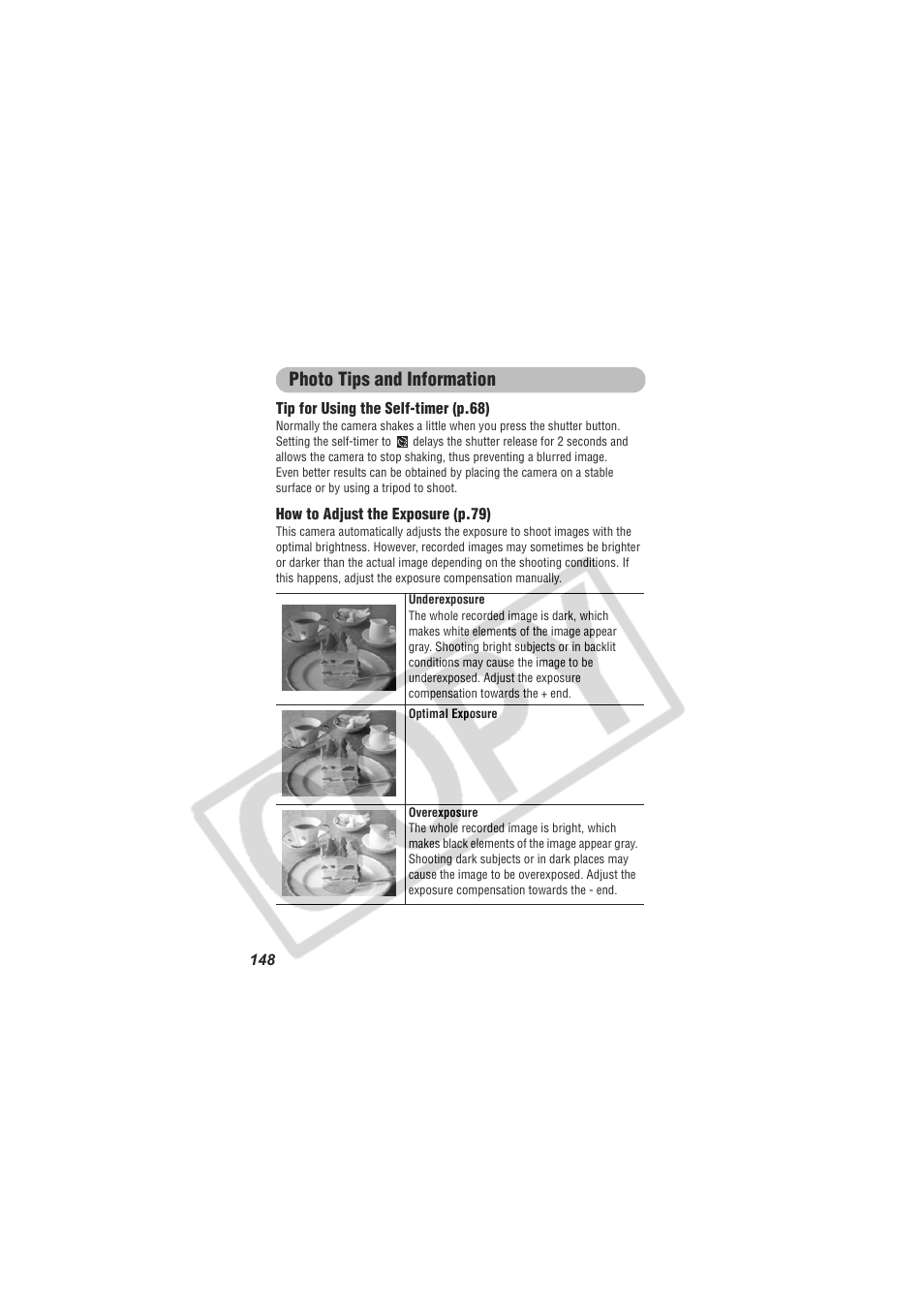 Photo tips and information | Canon CDI-E154-010 User Manual | Page 150 / 163