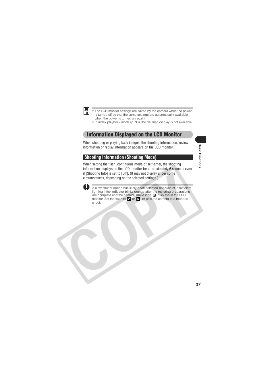 Information displayed on the lcd monitor | Canon CDI-E154-010 User Manual | Page 39 / 163