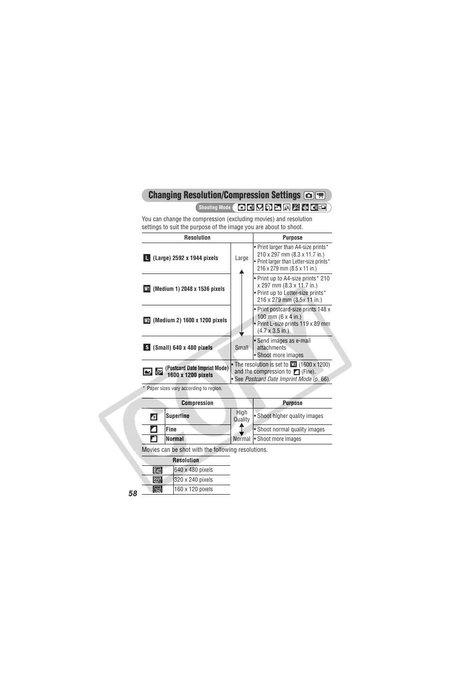 Changing resolution/compression settings | Canon CDI-E154-010 User Manual | Page 60 / 163