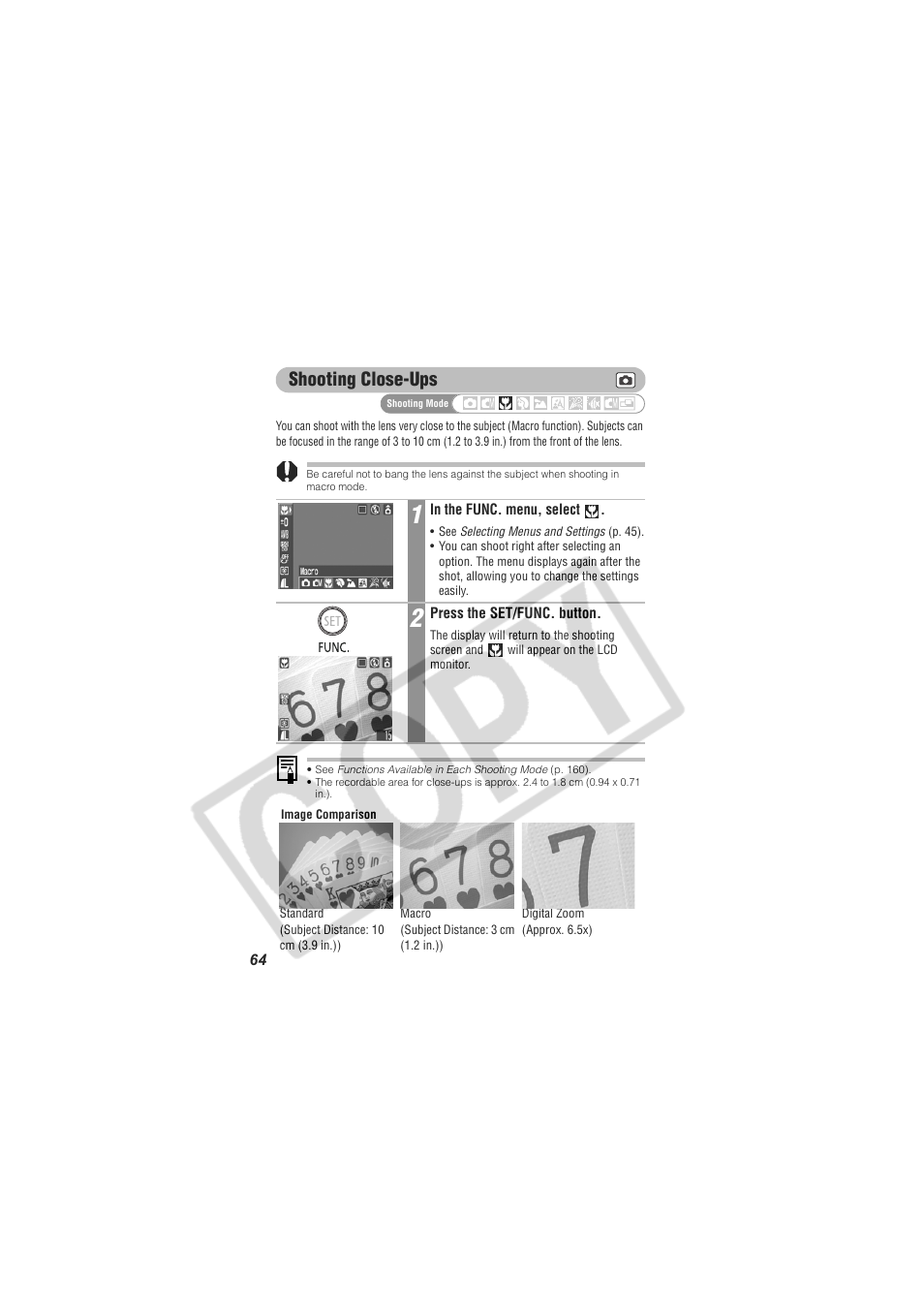 Shooting close-ups | Canon CDI-E154-010 User Manual | Page 66 / 163