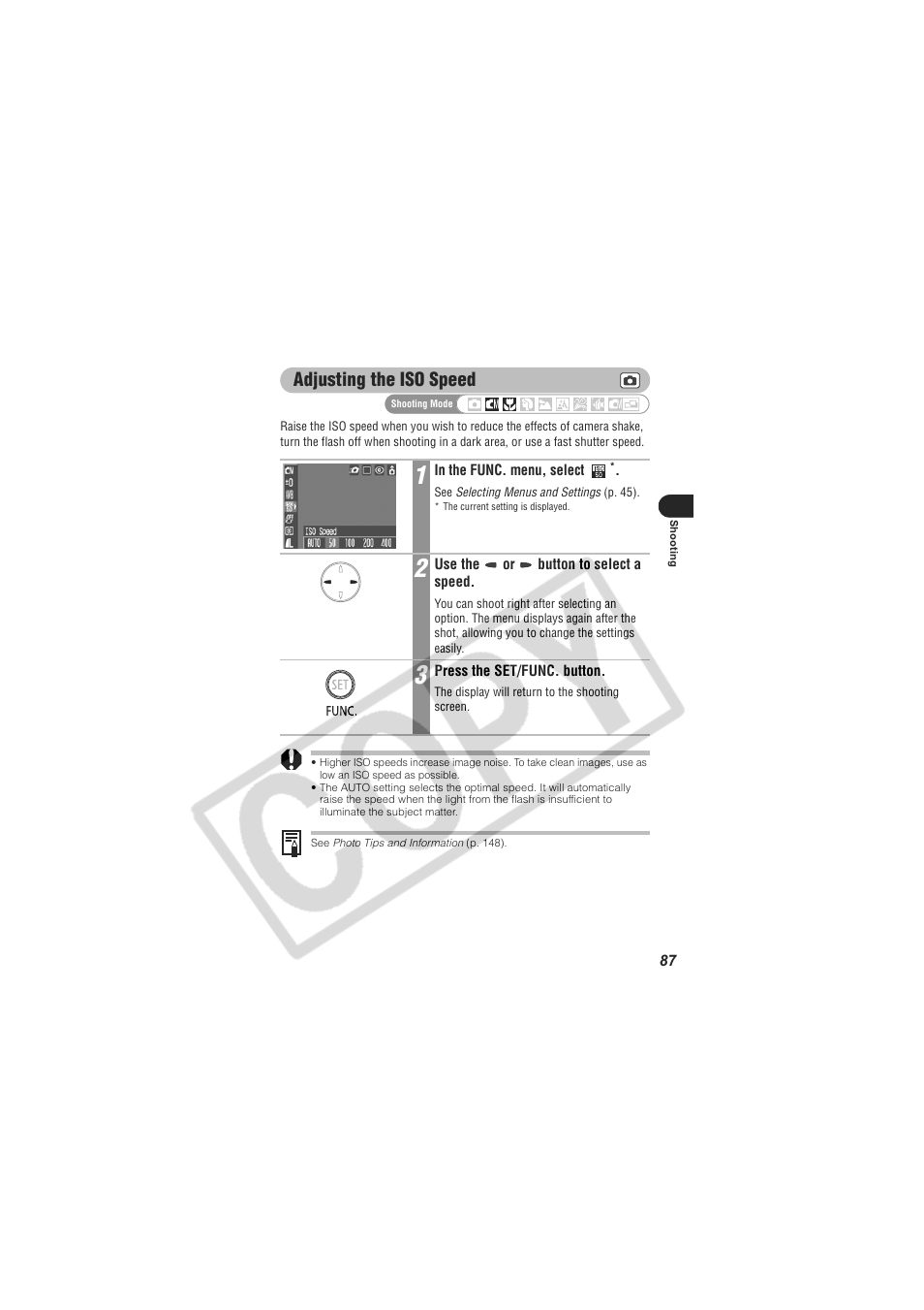 Adjusting the iso speed | Canon CDI-E154-010 User Manual | Page 89 / 163