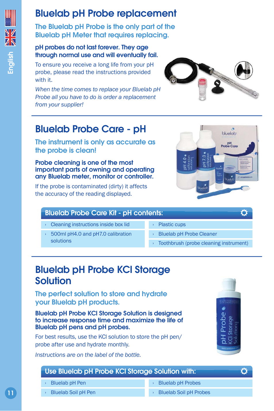 Bluelab ph probe replacement 11, Bluelab ph probe care, Bluelab probe care - ph | Bluelab ph probe kcl storage solution, Bluelab ph probe replacement | Bluelab pH Meter User Manual | Page 11 / 12