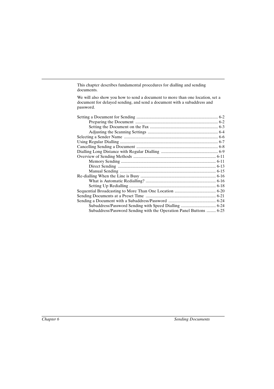 Chapter 6, Chapter 6 sending documents | Canon FAX-L800 User Manual | Page 103 / 370