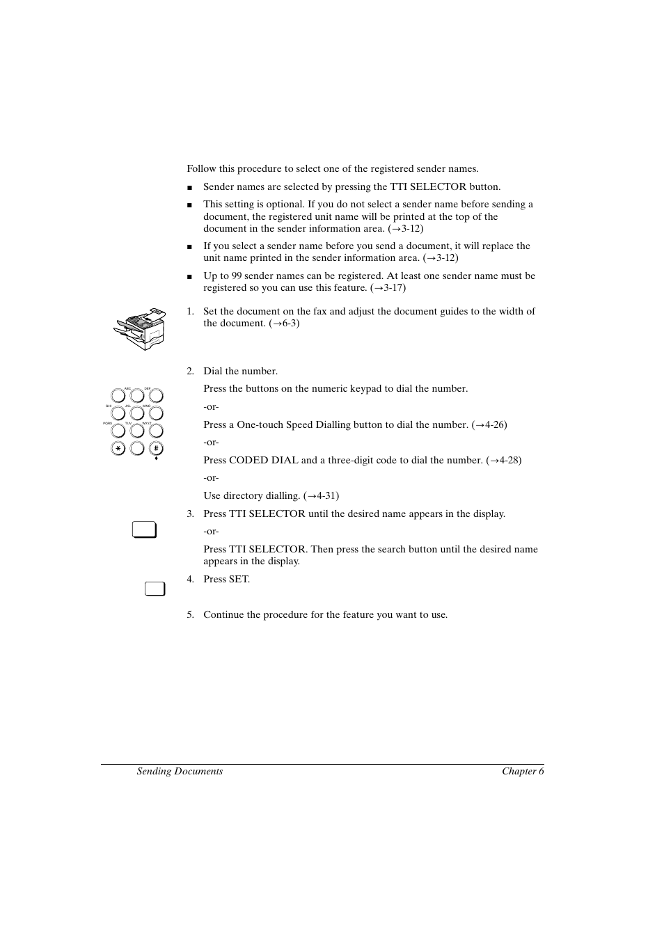 Selecting a sender name | Canon FAX-L800 User Manual | Page 108 / 370