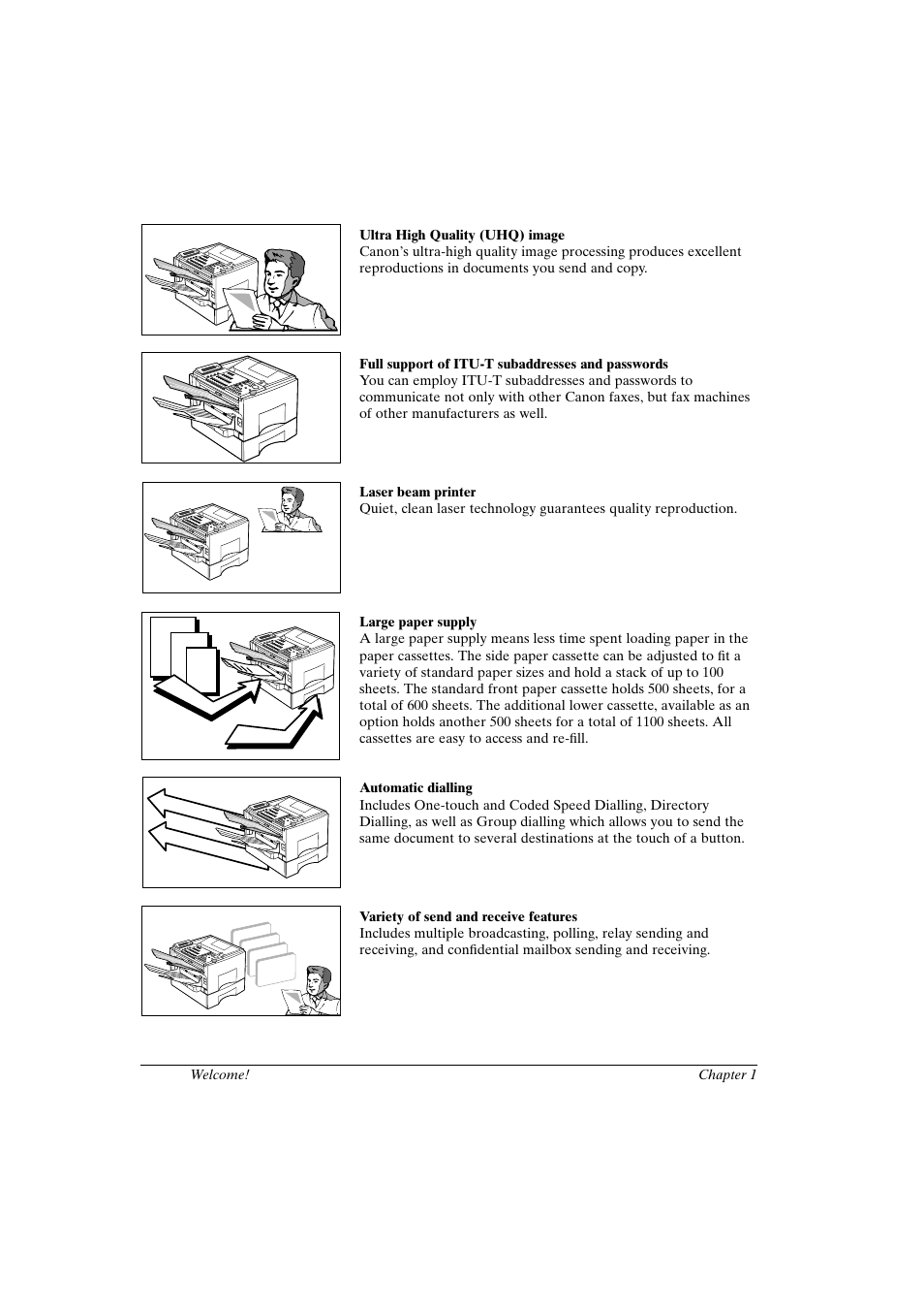 Itu-t, Main features | Canon FAX-L800 User Manual | Page 12 / 370