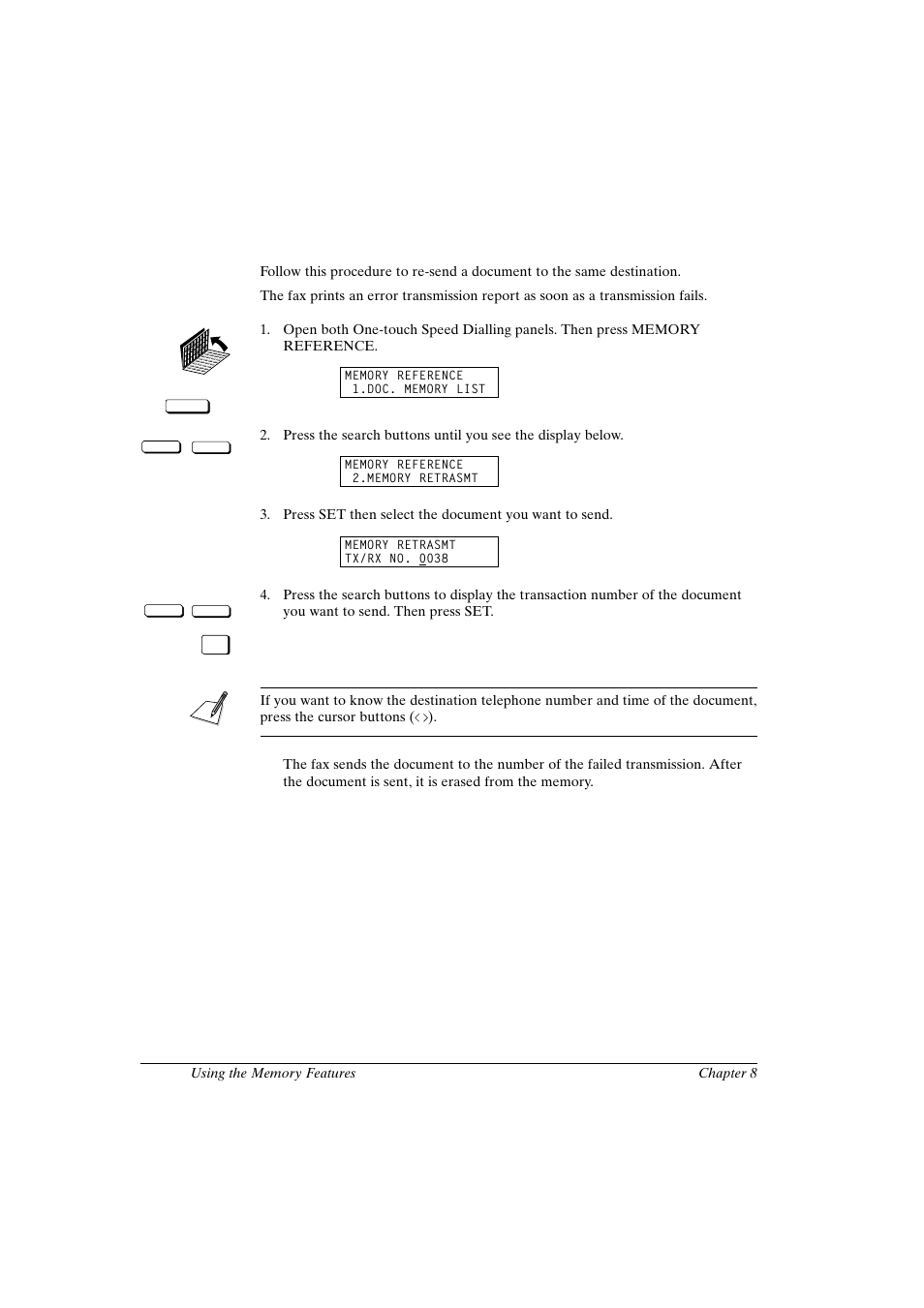 Re-sending a document to the same destination | Canon FAX-L800 User Manual | Page 154 / 370