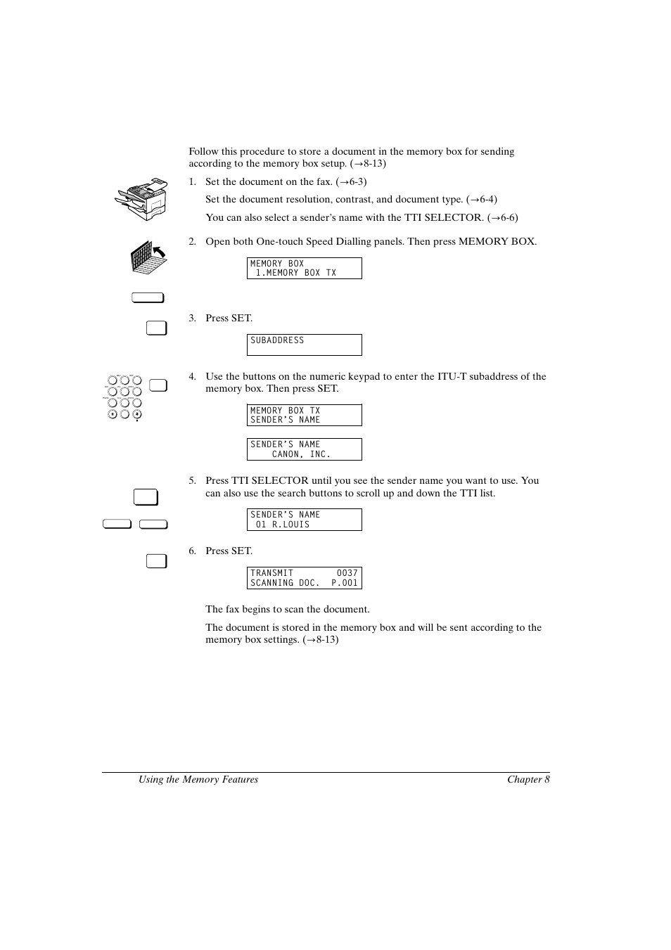 Canon fax-l800 user’s guide english, Press set | Canon FAX-L800 User Manual | Page 170 / 370
