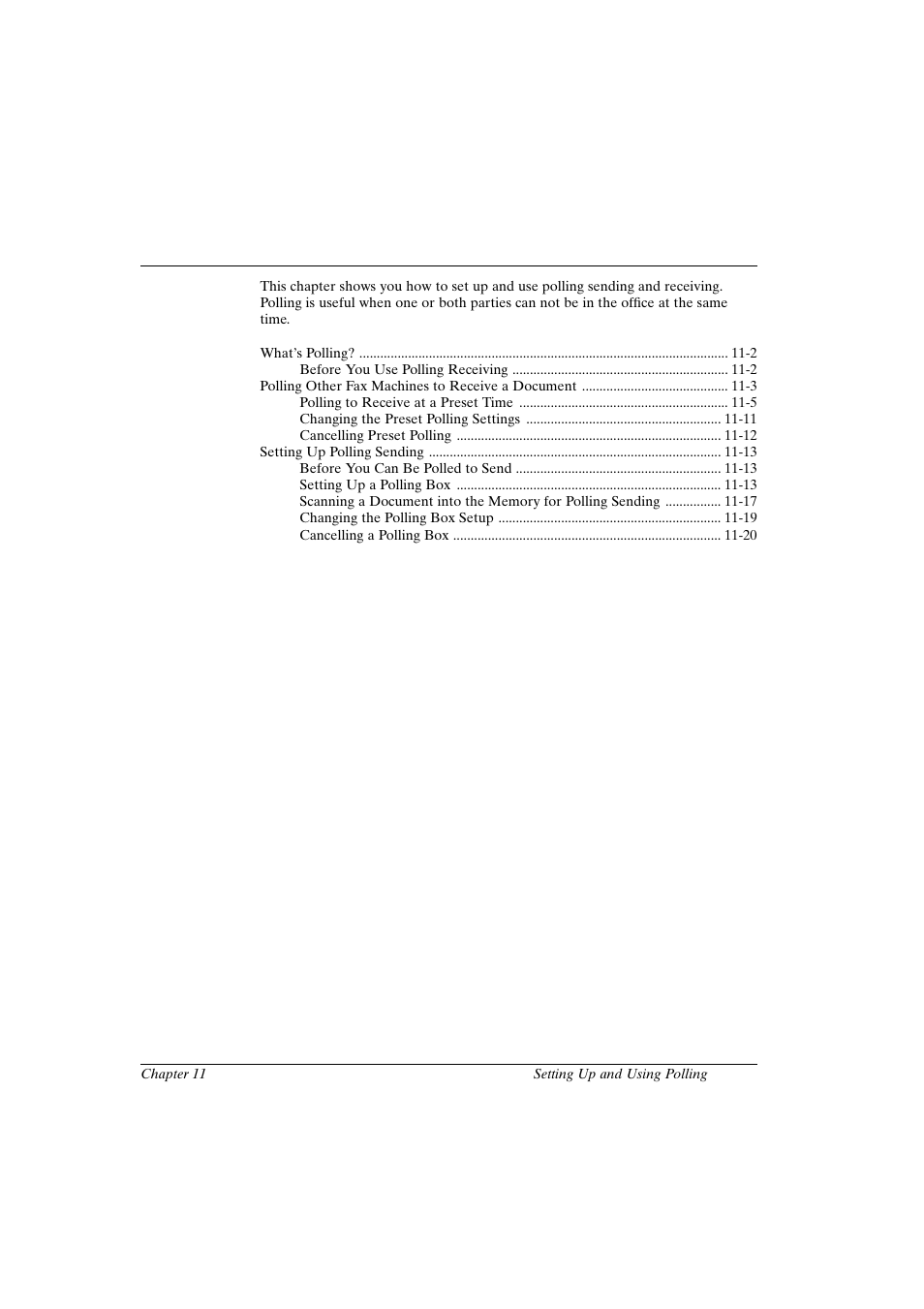 Chapter 11, Chapter 11 setting up and using polling | Canon FAX-L800 User Manual | Page 199 / 370