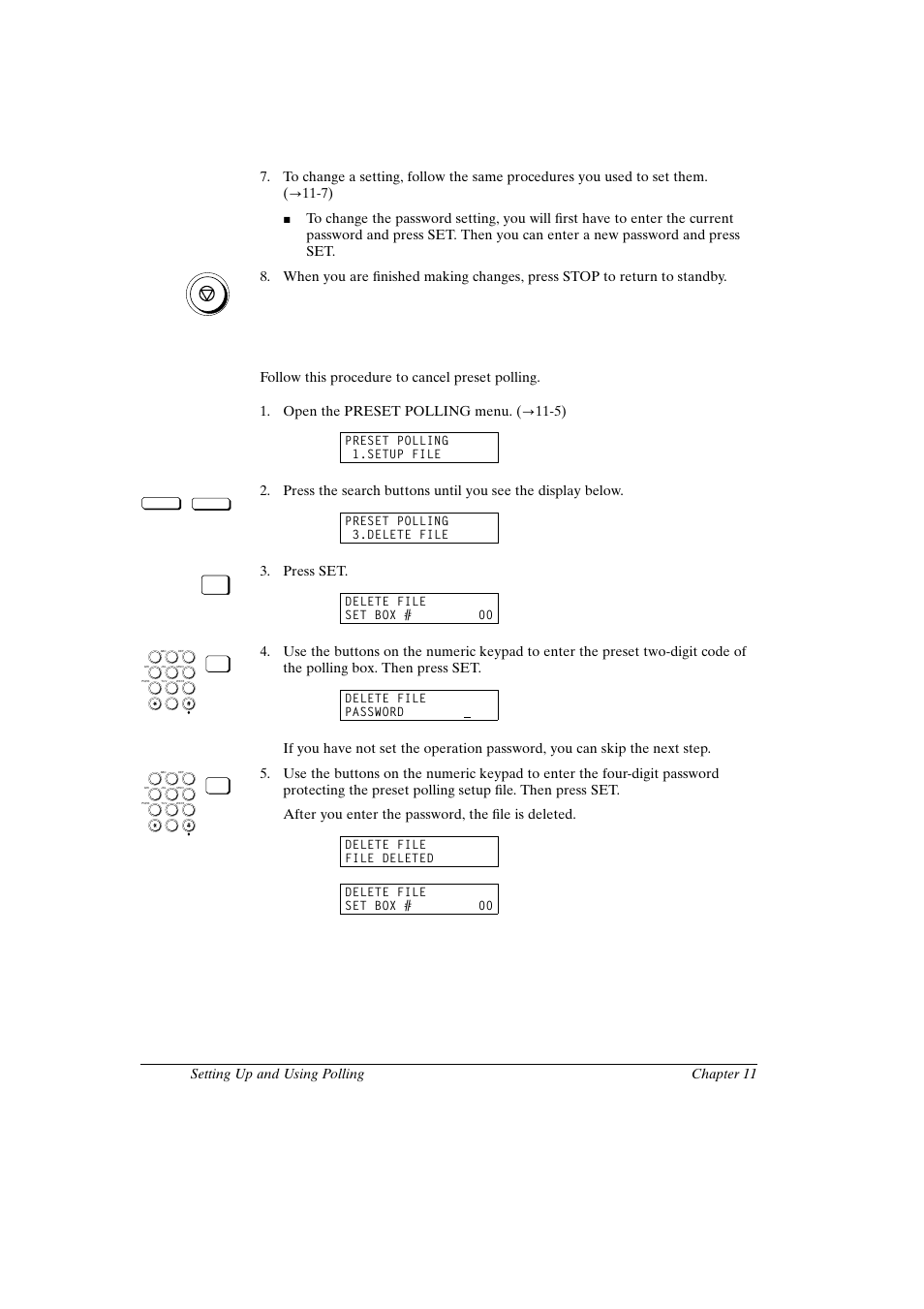 Cancelling preset polling, Canon fax-l800 user’s guide english, Press set | Canon FAX-L800 User Manual | Page 210 / 370