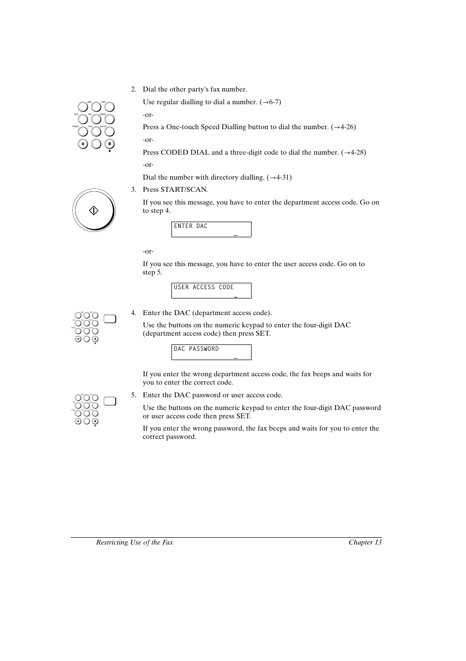 Canon fax-l800 user’s guide english, Enter dac, User access code | Dac password | Canon FAX-L800 User Manual | Page 242 / 370