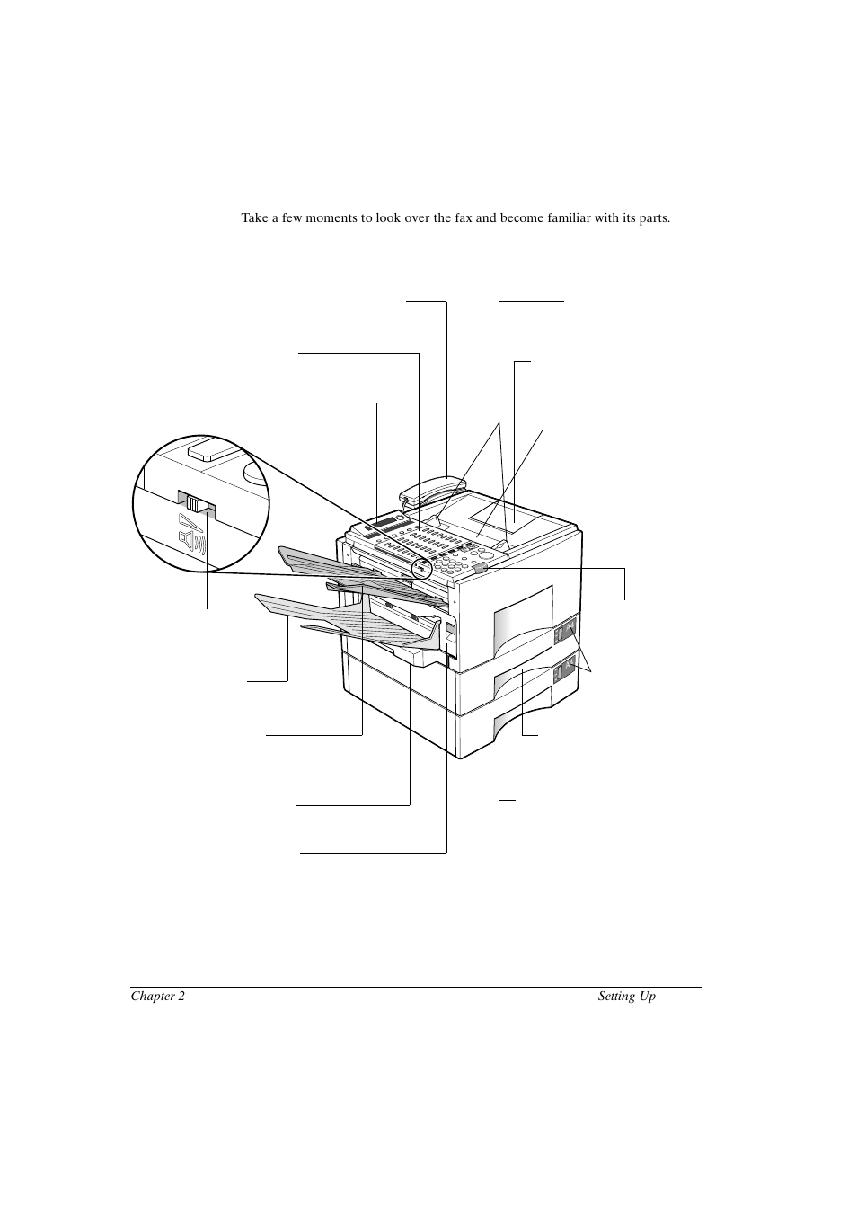 Parts of the fax, Front view | Canon FAX-L800 User Manual | Page 25 / 370