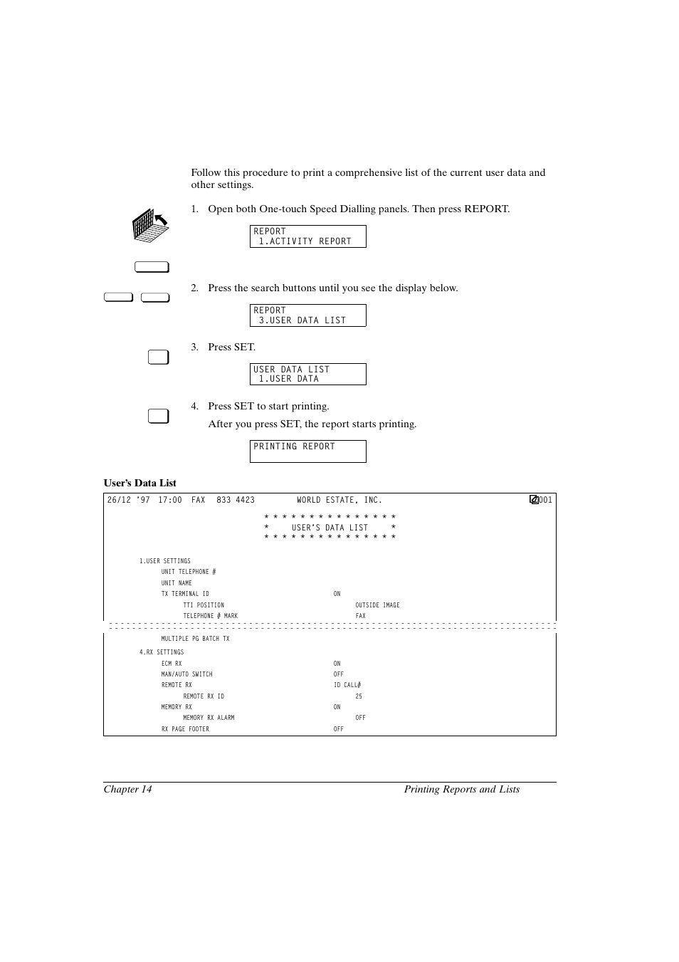 Printing the user data list, Canon fax-l800 user’s guide english | Canon FAX-L800 User Manual | Page 257 / 370