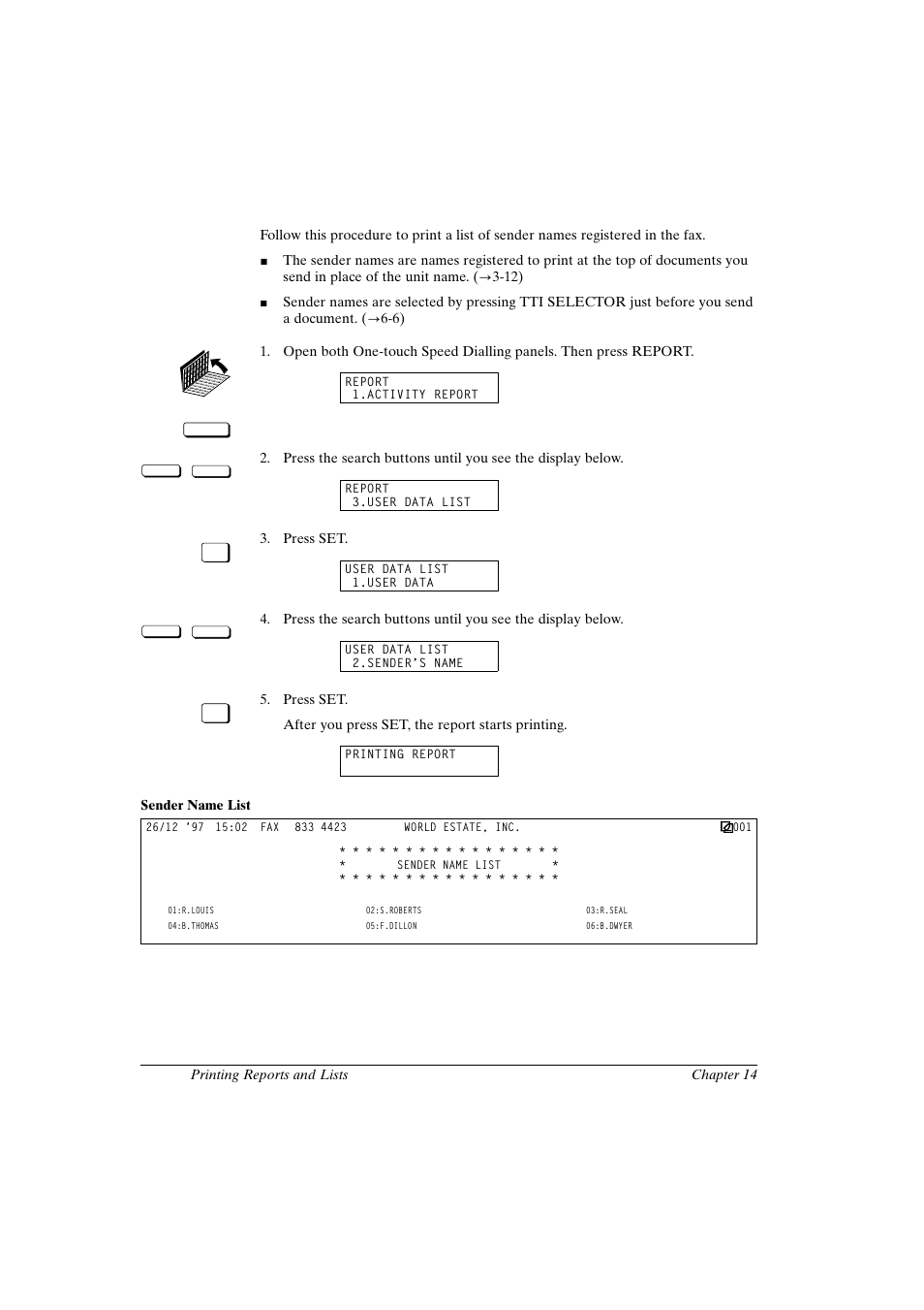 Printing the list of sender names | Canon FAX-L800 User Manual | Page 258 / 370