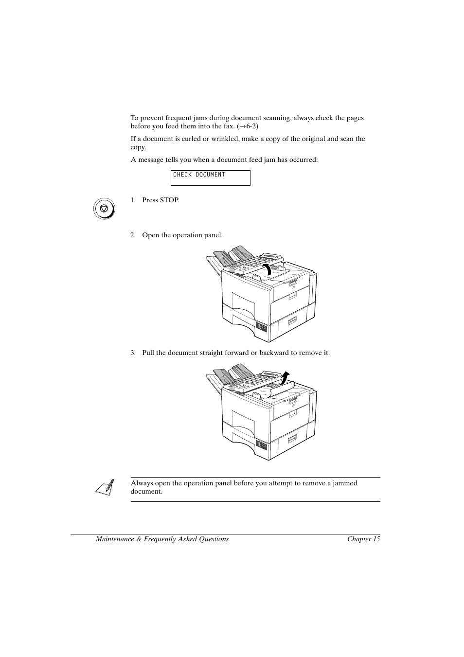 Removing document feed jams | Canon FAX-L800 User Manual | Page 272 / 370