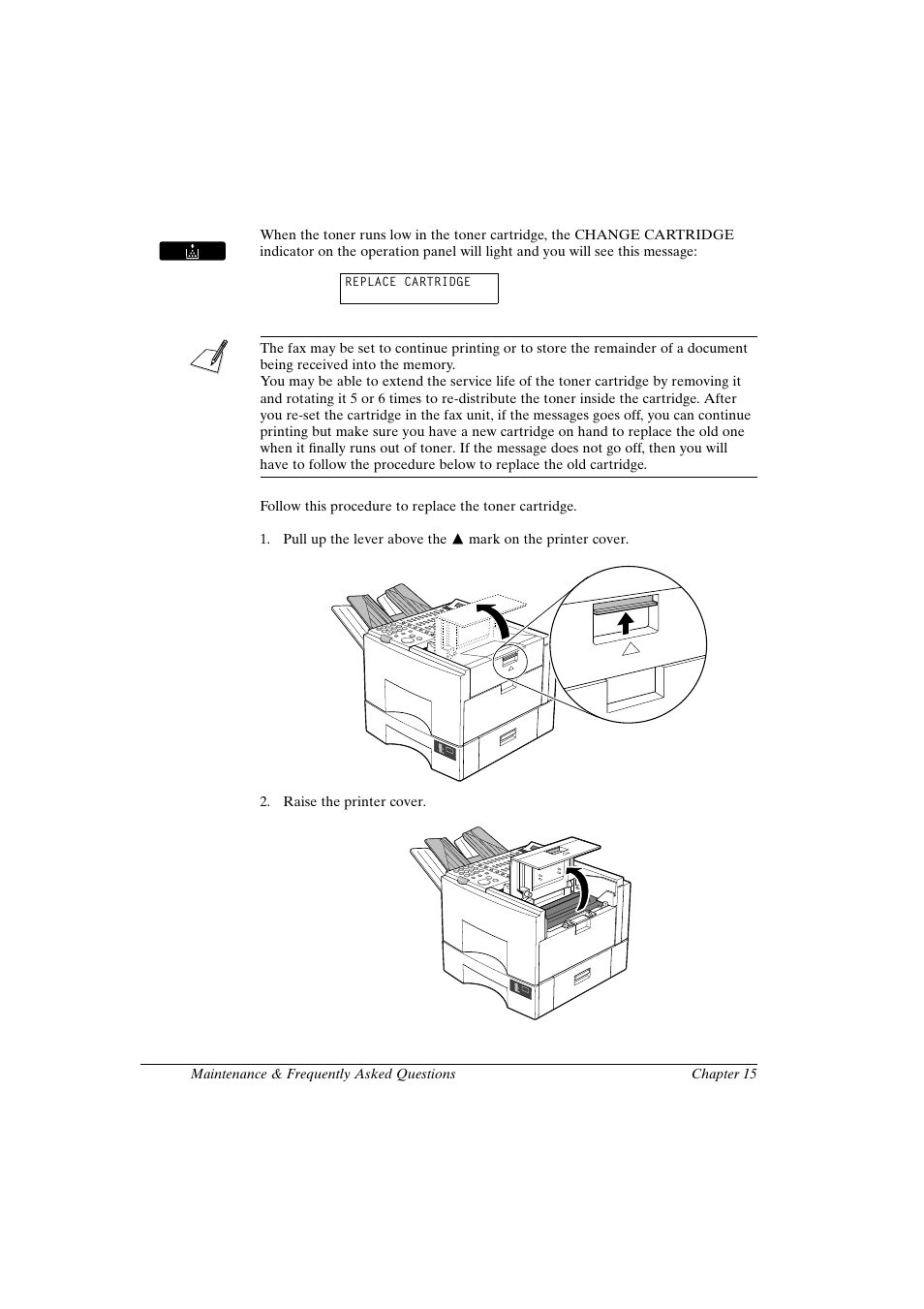 Changing the toner cartridge | Canon FAX-L800 User Manual | Page 284 / 370