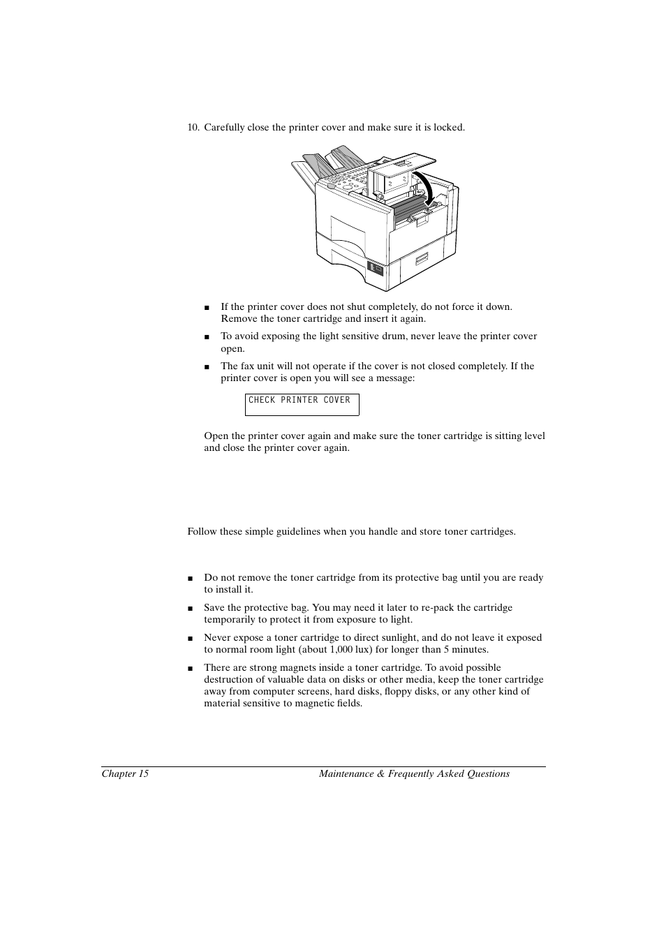 Storing toner cartridges, Handling cartridges | Canon FAX-L800 User Manual | Page 287 / 370