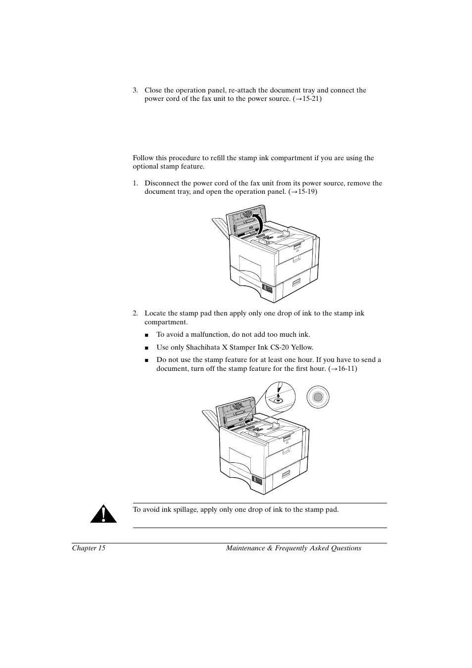 Refilling the stamp ink compartment (option) | Canon FAX-L800 User Manual | Page 293 / 370