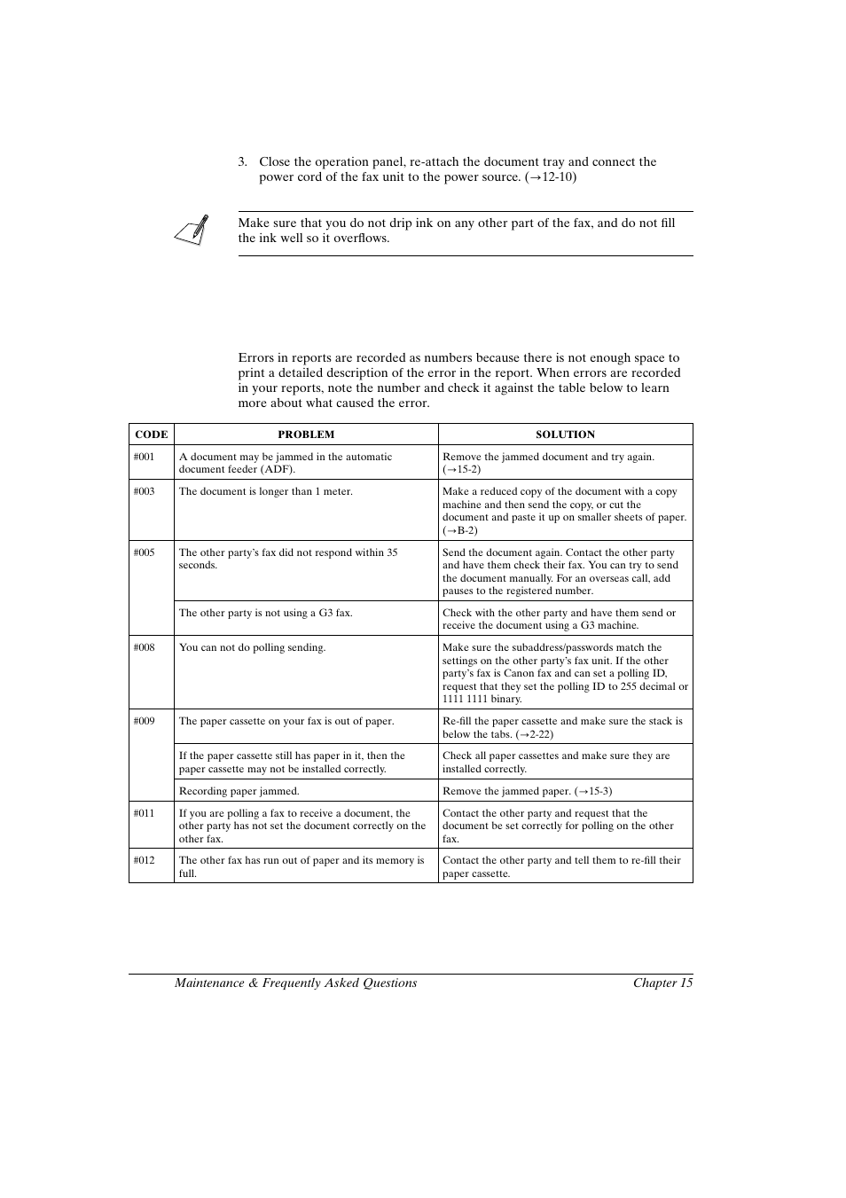 Error code table (listed by number) | Canon FAX-L800 User Manual | Page 294 / 370