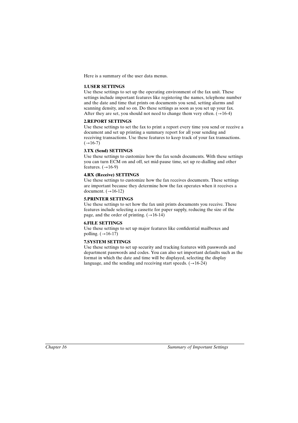 Summary of user data settings | Canon FAX-L800 User Manual | Page 311 / 370