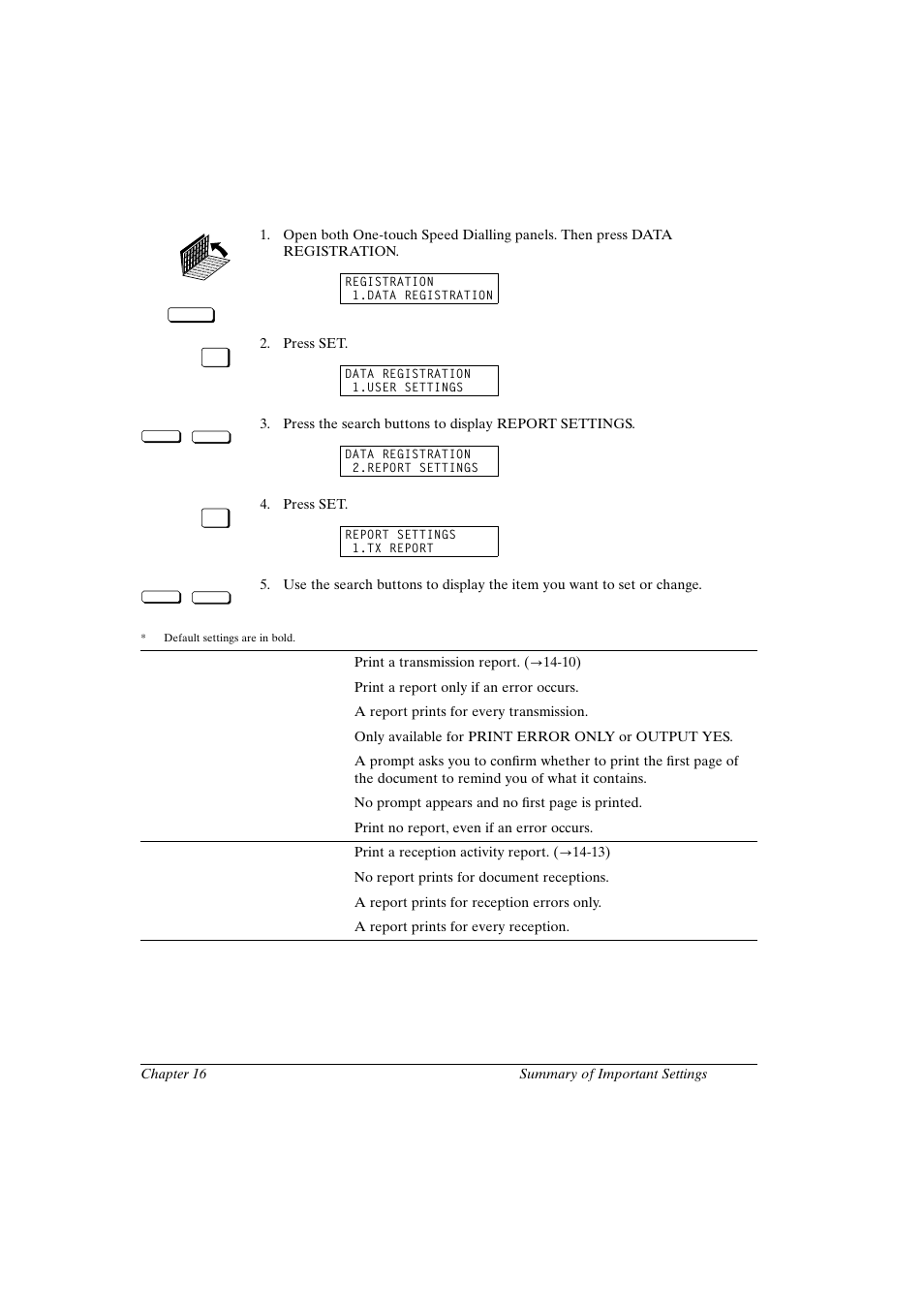 Report settings | Canon FAX-L800 User Manual | Page 315 / 370