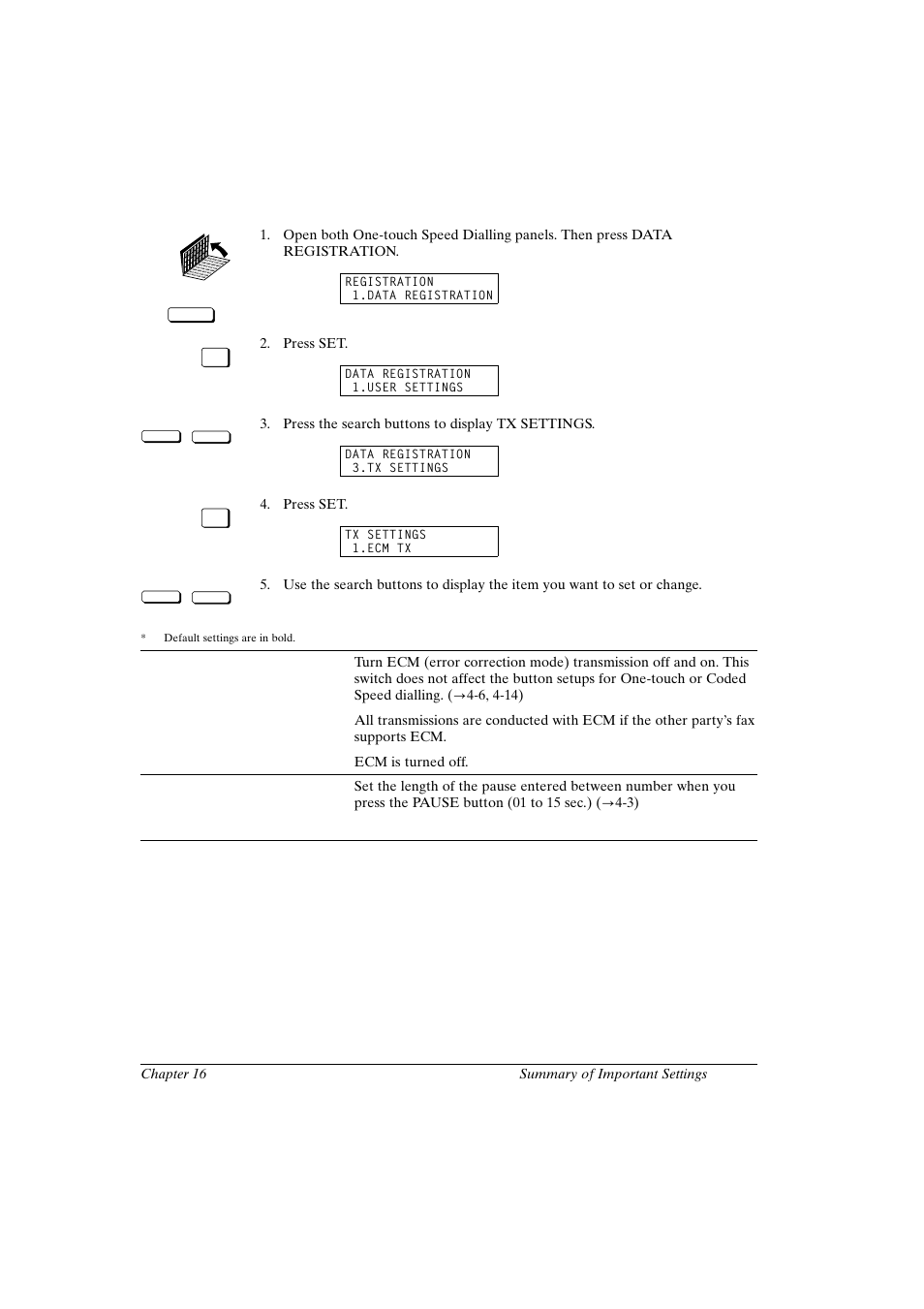 Tx (send) settings | Canon FAX-L800 User Manual | Page 317 / 370