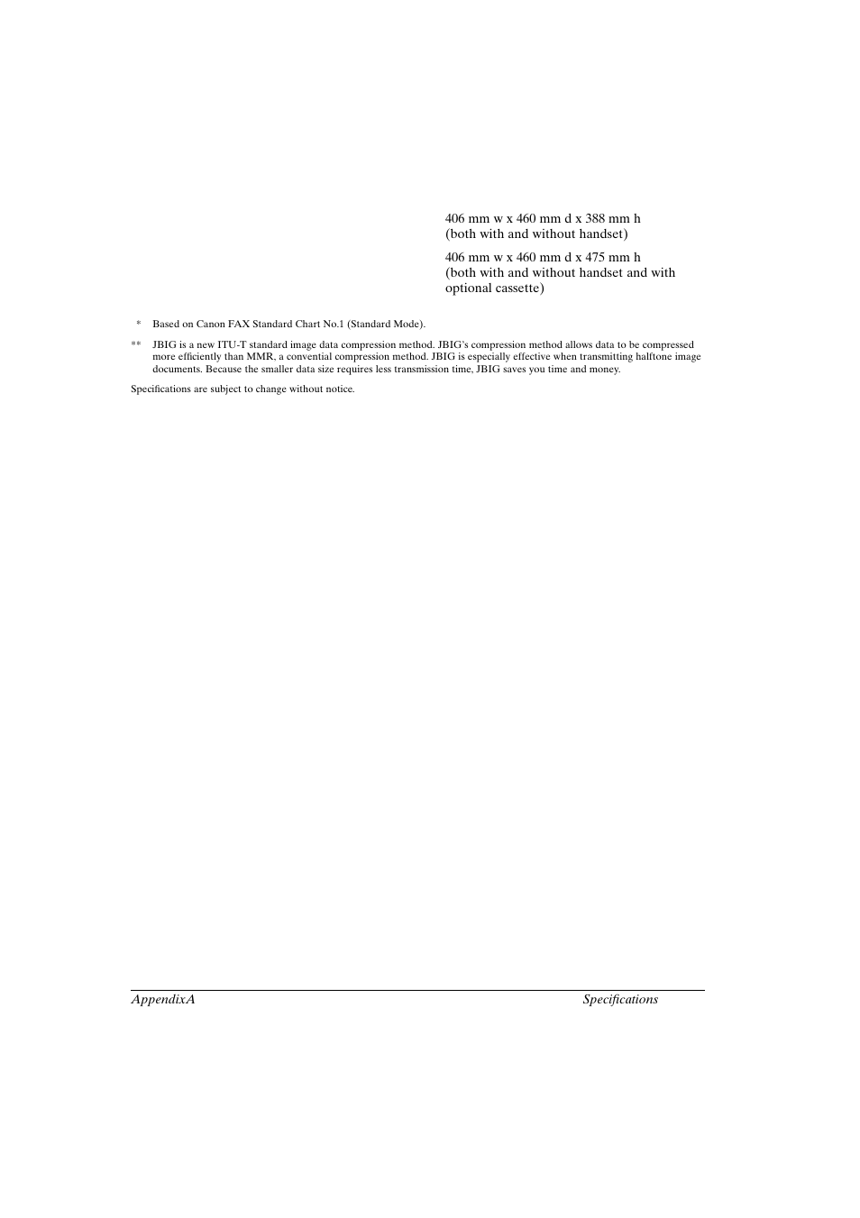 Dimensions | Canon FAX-L800 User Manual | Page 341 / 370