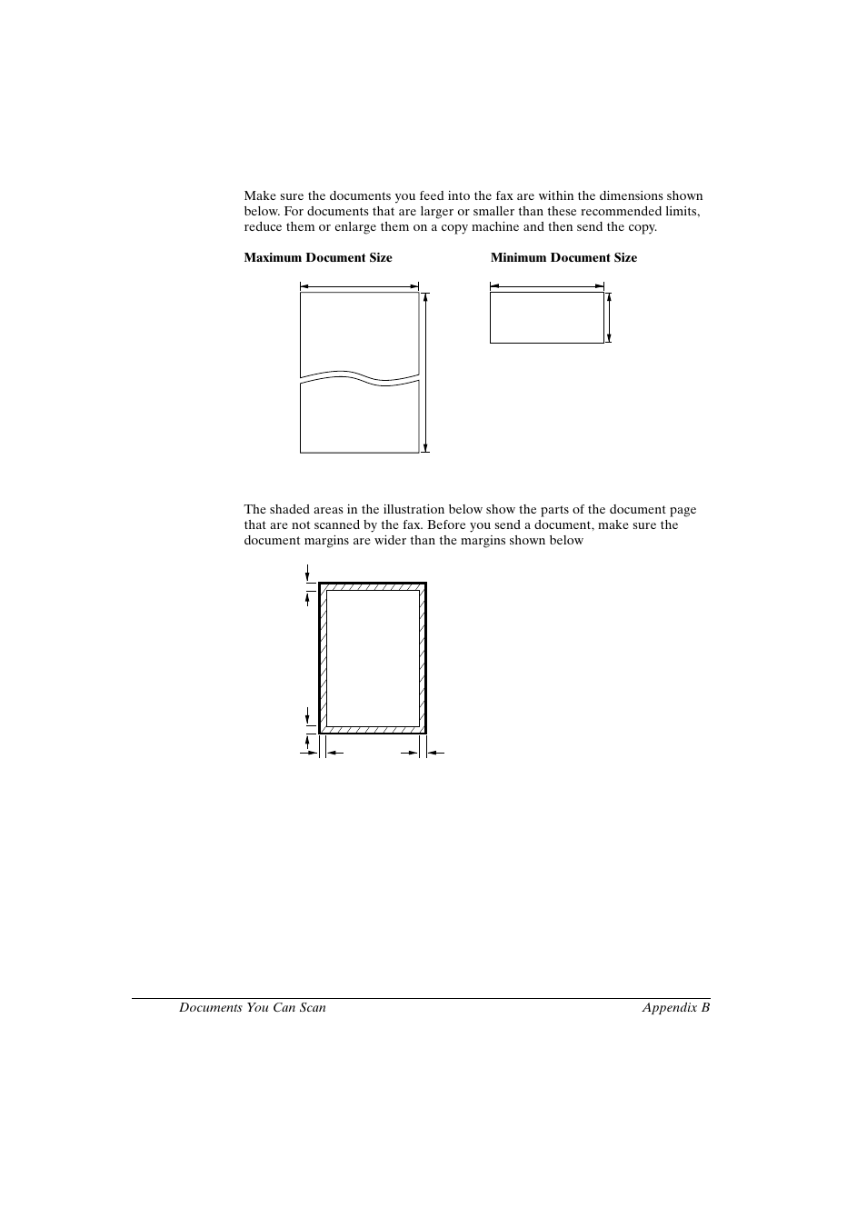 Document size, Scanning area on the document | Canon FAX-L800 User Manual | Page 344 / 370