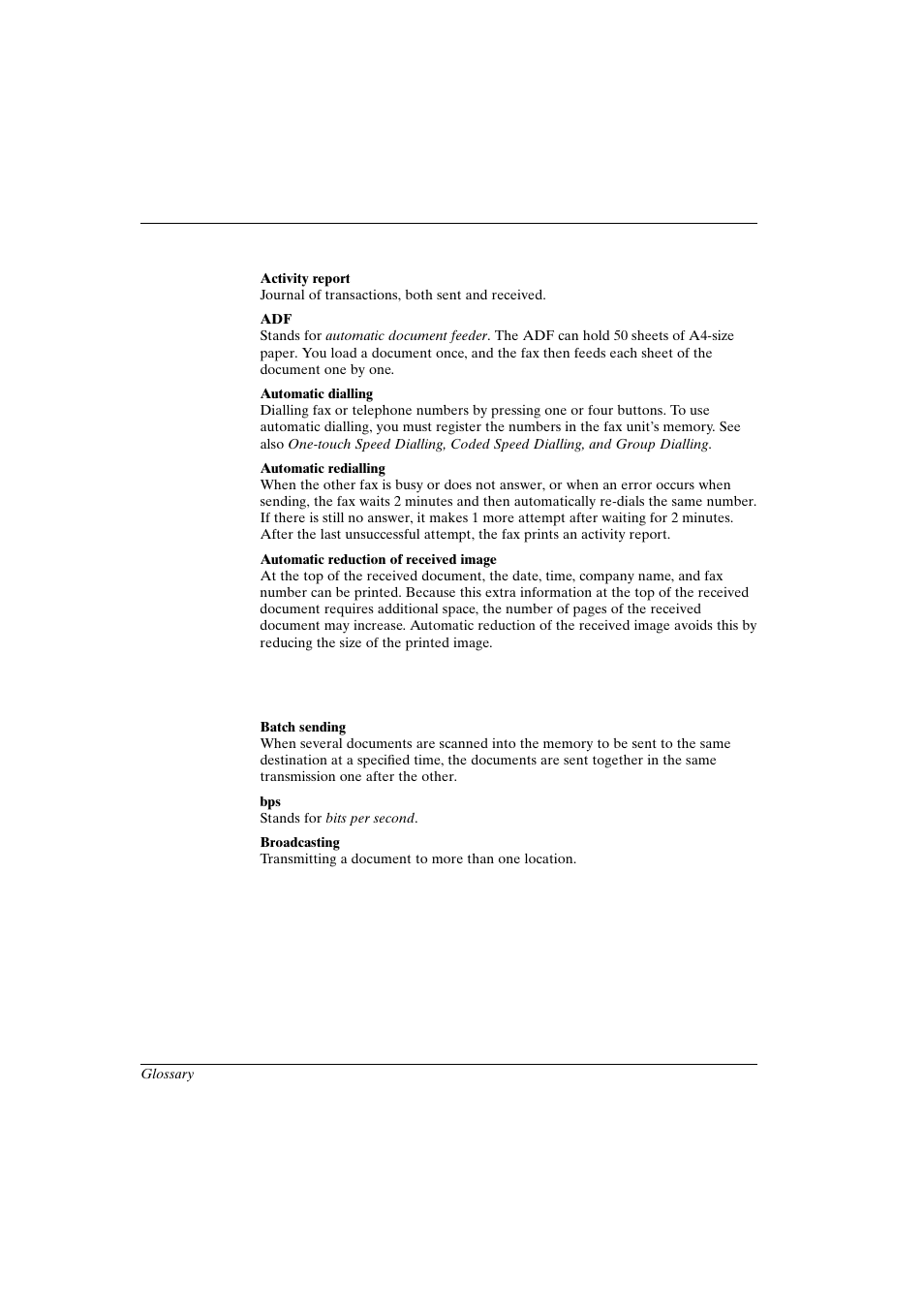 Glossary | Canon FAX-L800 User Manual | Page 347 / 370