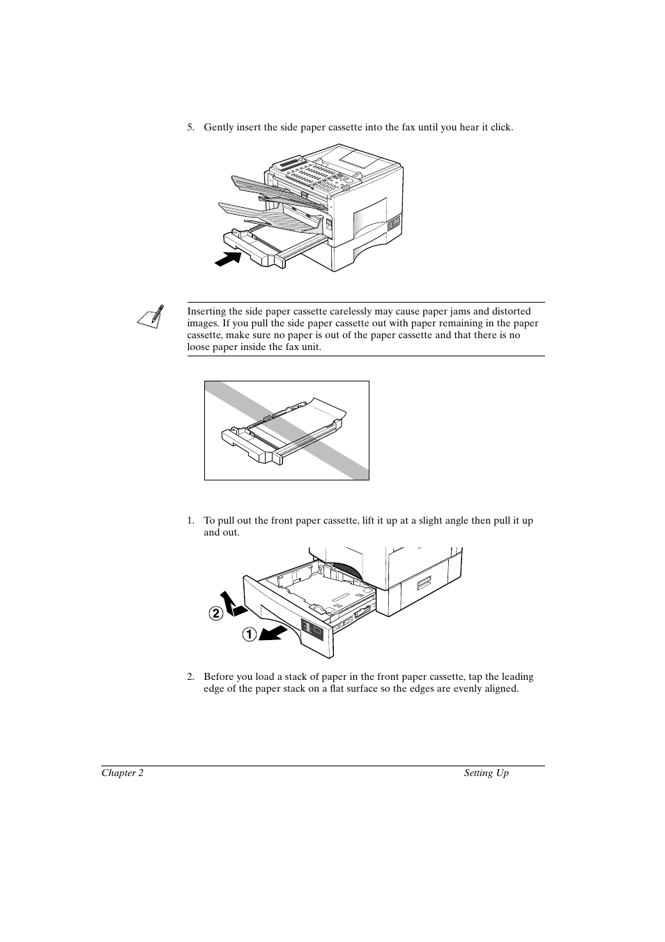 Loading paper in the front paper cassette | Canon FAX-L800 User Manual | Page 39 / 370