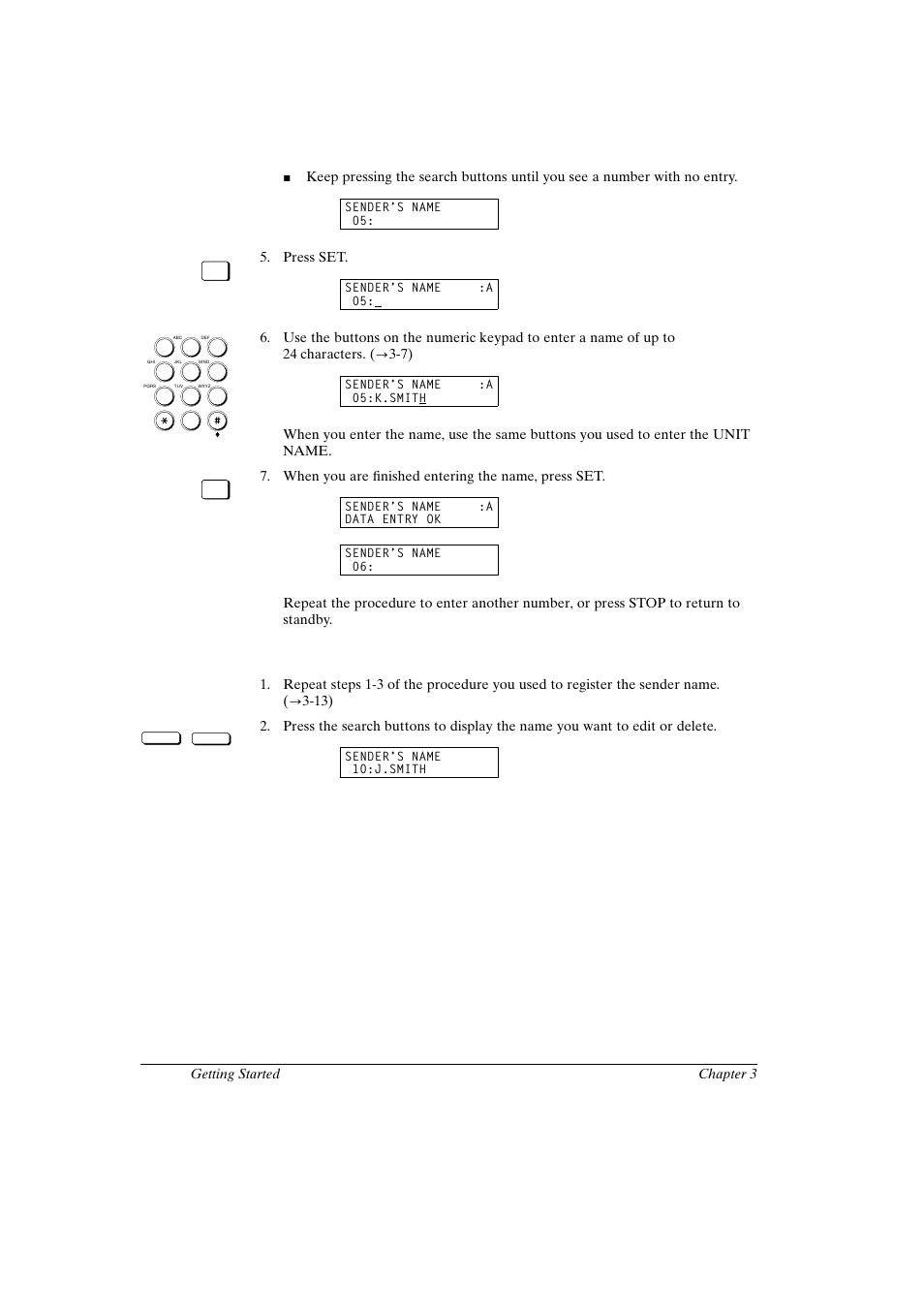 Changing or erasing a sender name, Canon fax-l800 user’s guide english | Canon FAX-L800 User Manual | Page 60 / 370