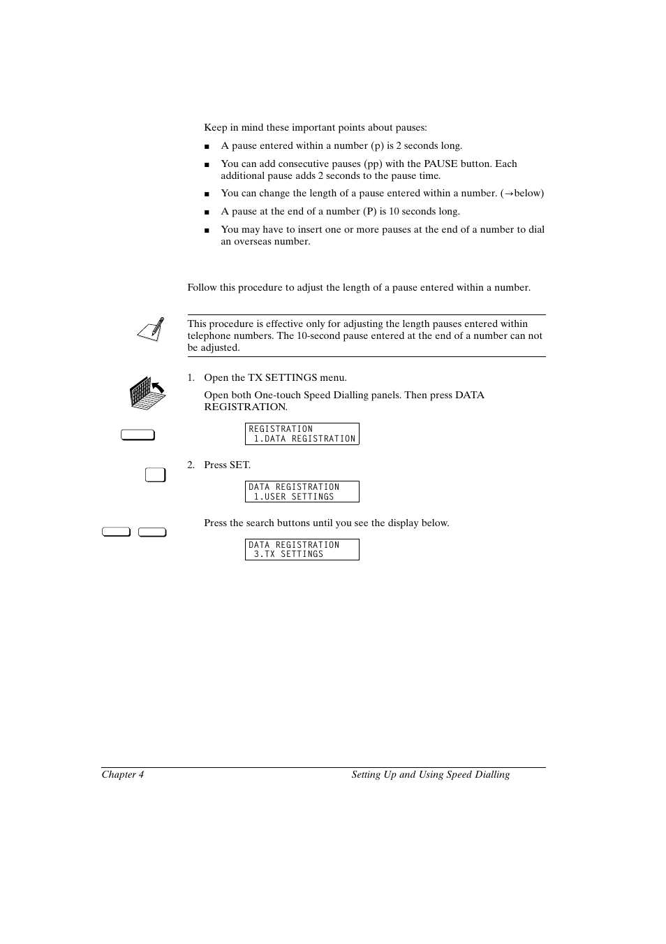 Adjusting the length of a pause | Canon FAX-L800 User Manual | Page 67 / 370