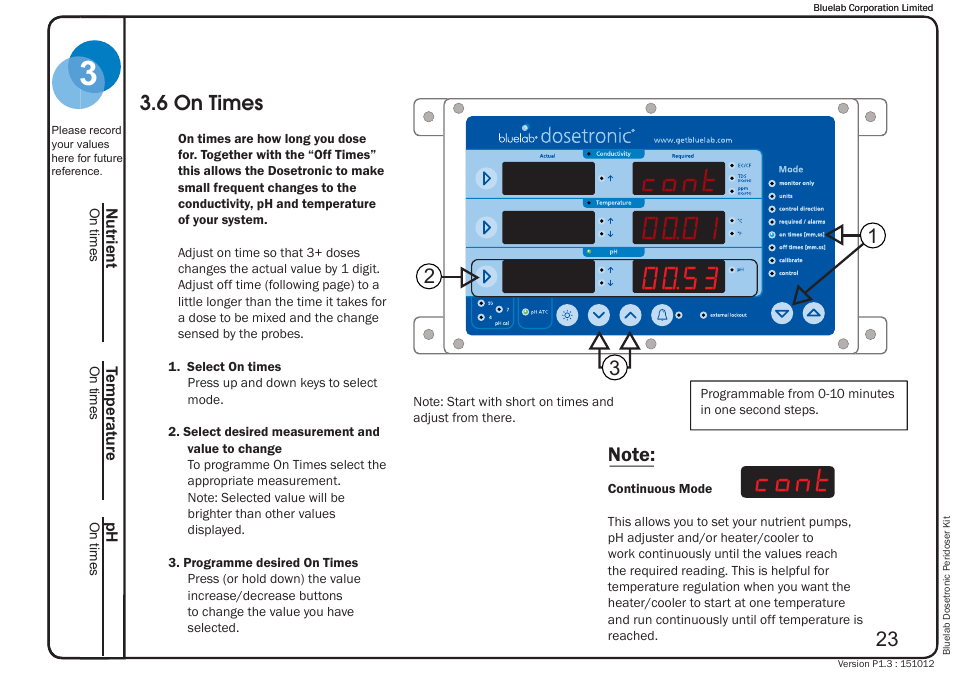 Oo.53 oo.o1 cont, Cont | Bluelab Dosetronic Peridoser Kit User Manual | Page 27 / 43