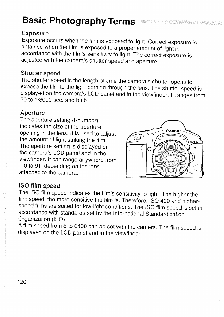 Basic photography terms | Canon EOS 1 V HS User Manual | Page 122 / 143