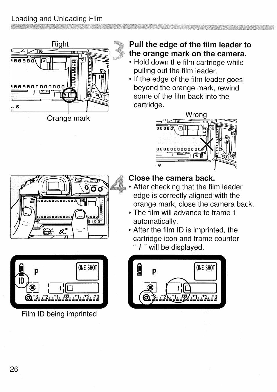 Close the camera back | Canon EOS 1 V HS User Manual | Page 26 / 143