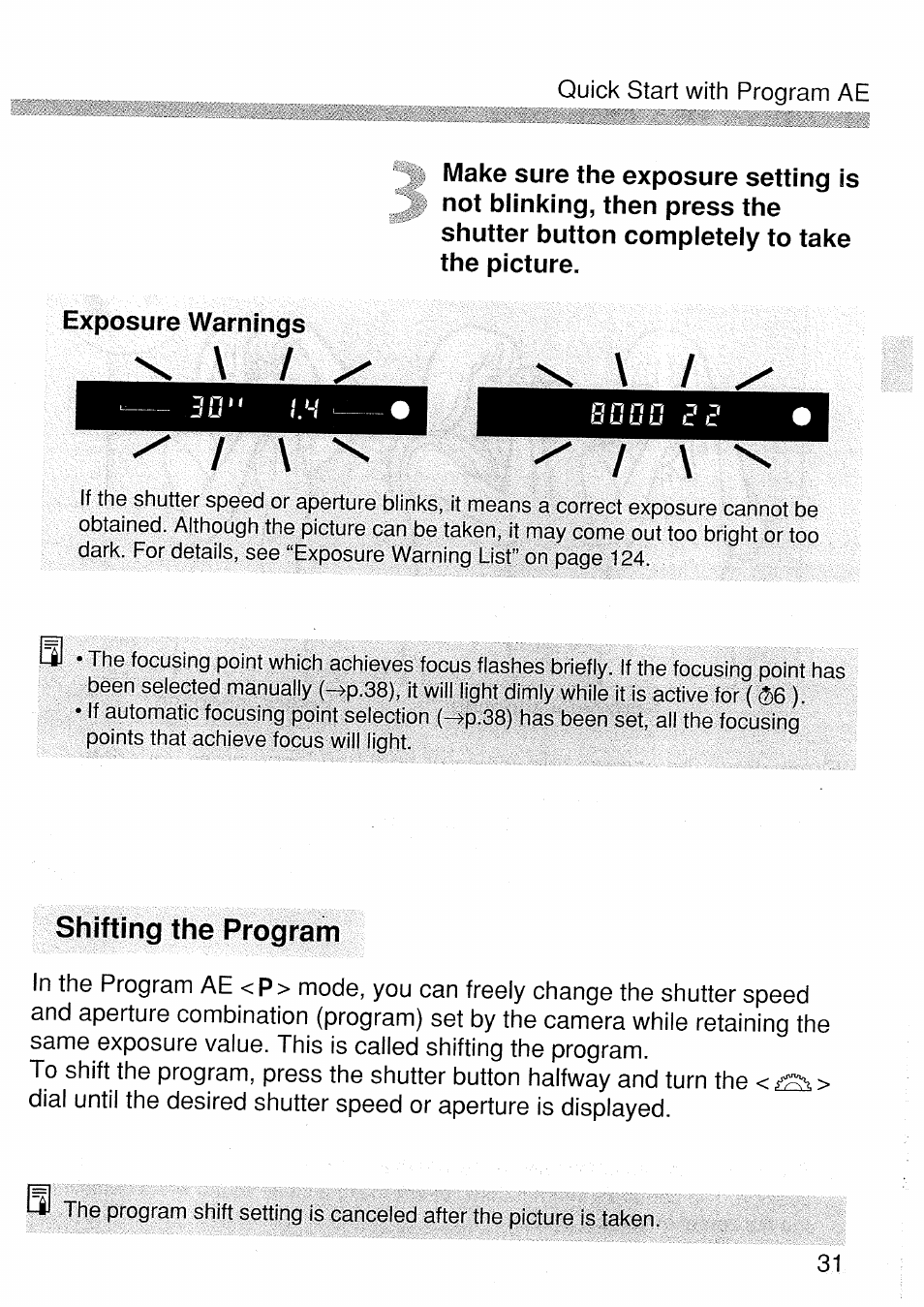 Shifting the program | Canon EOS 1 V HS User Manual | Page 31 / 143