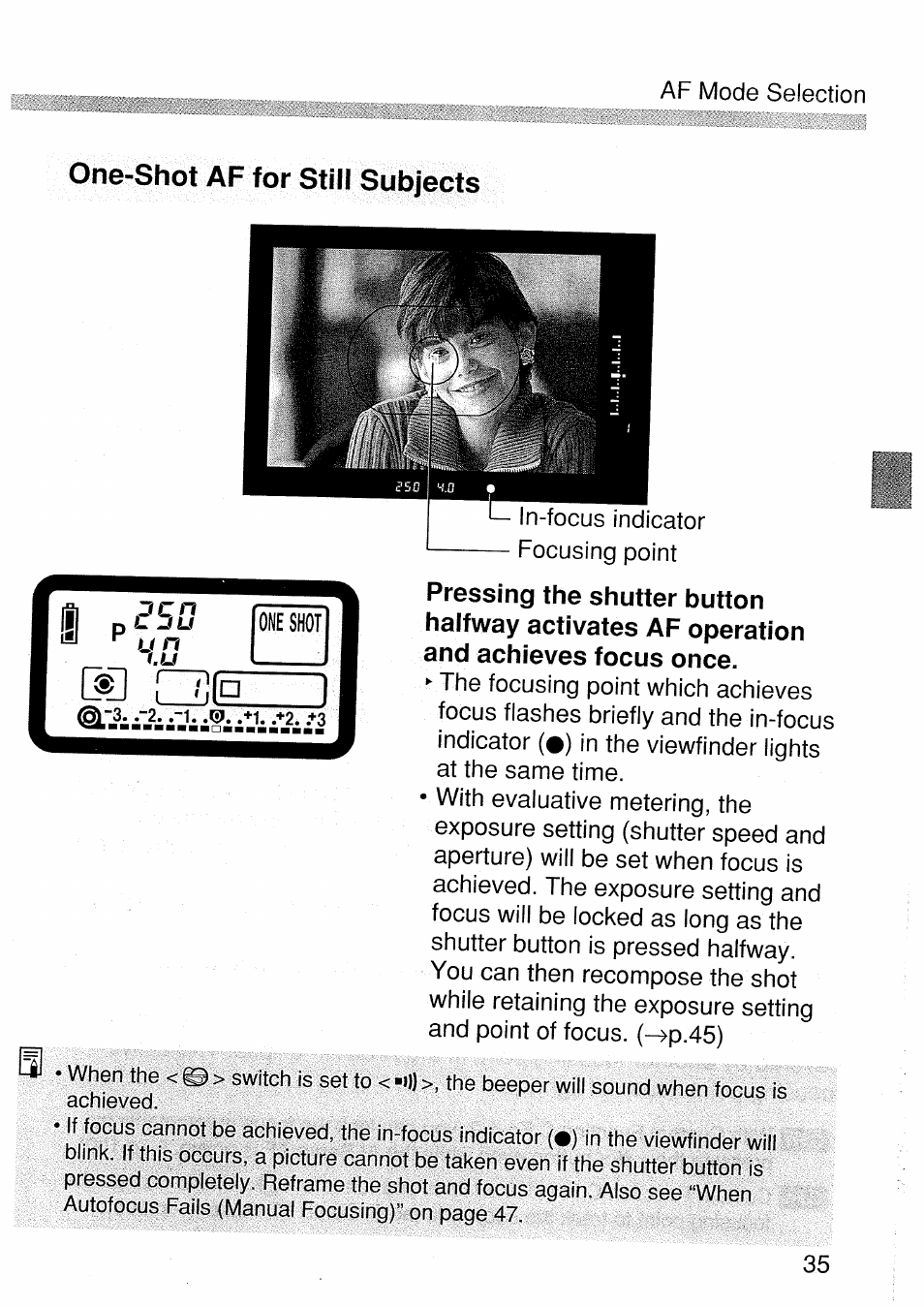 One-shot af for still subjects | Canon EOS 1 V HS User Manual | Page 35 / 143