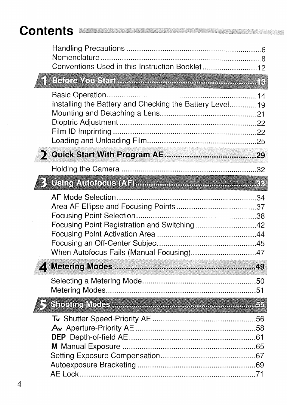 Canon EOS 1 V HS User Manual | Page 4 / 143
