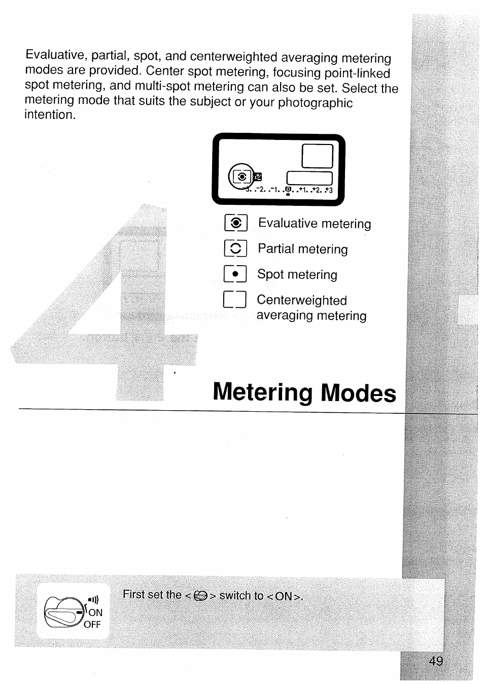 Metering modes | Canon EOS 1 V HS User Manual | Page 49 / 143