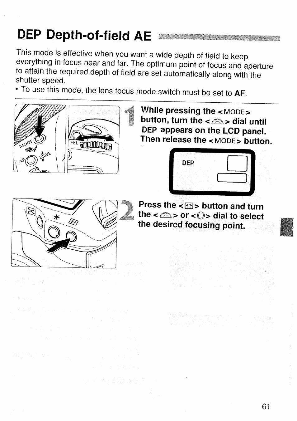 Dep depth-of-field ae | Canon EOS 1 V HS User Manual | Page 61 / 143
