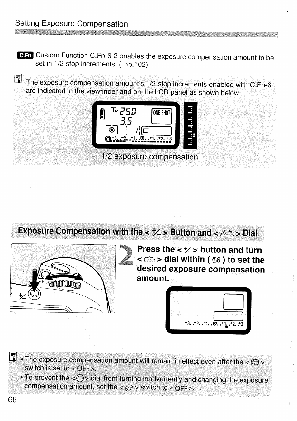 Desired exposure compensation amount | Canon EOS 1 V HS User Manual | Page 68 / 143