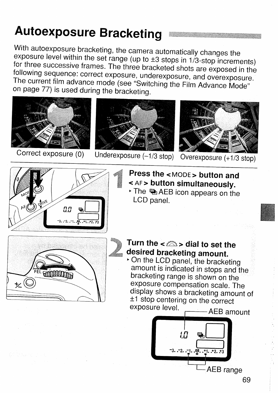 Autoexposure bracketing | Canon EOS 1 V HS User Manual | Page 69 / 143